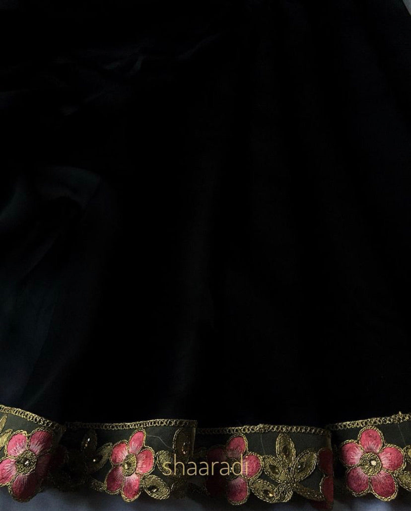 Black Floral Saree