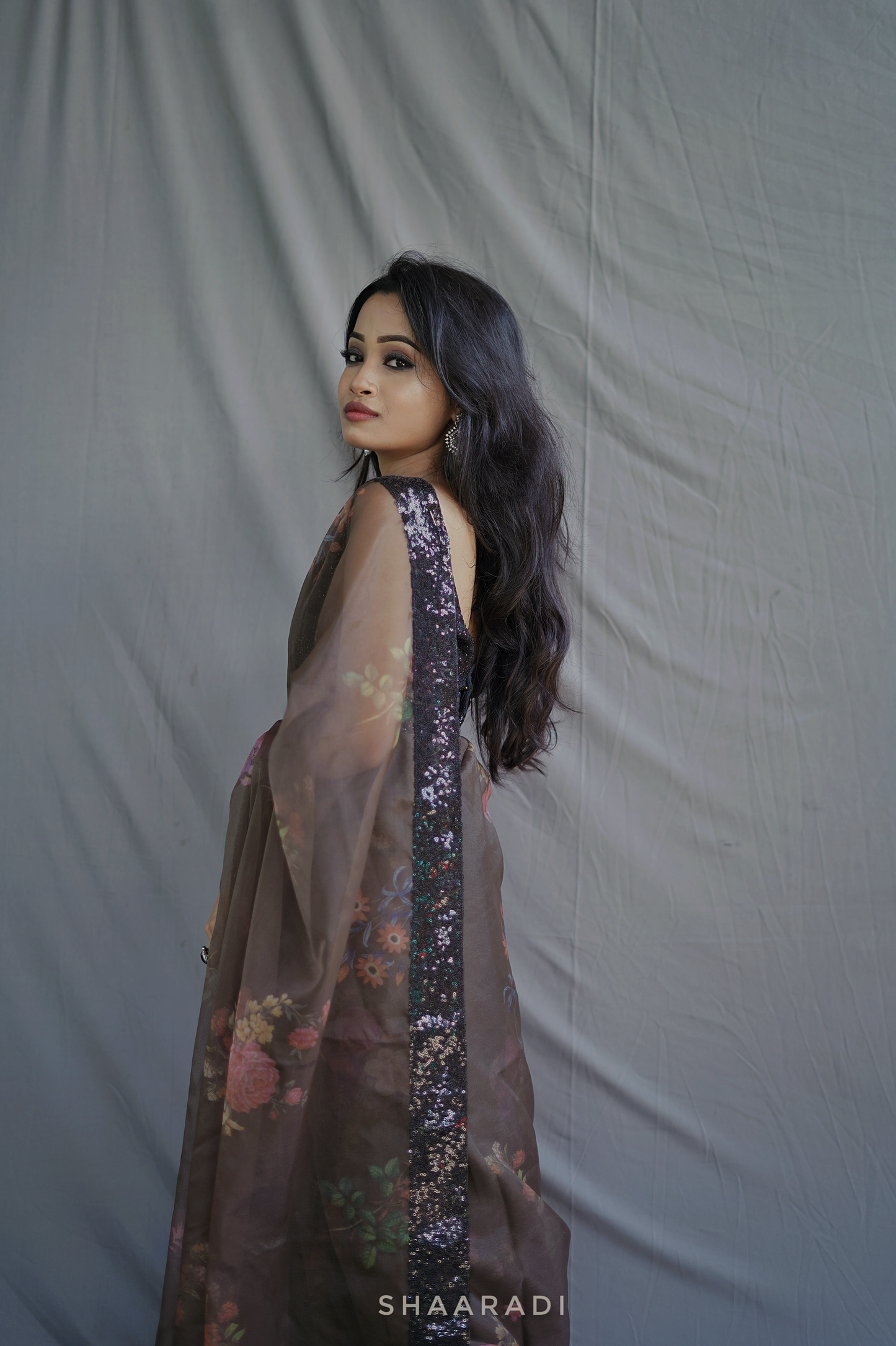 Viola Sequinned Organza Saree