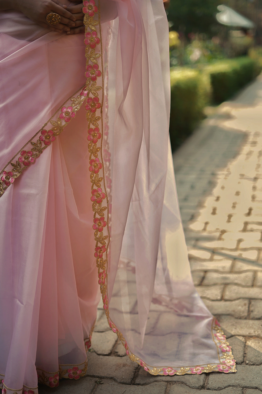 Pink Floral Saree