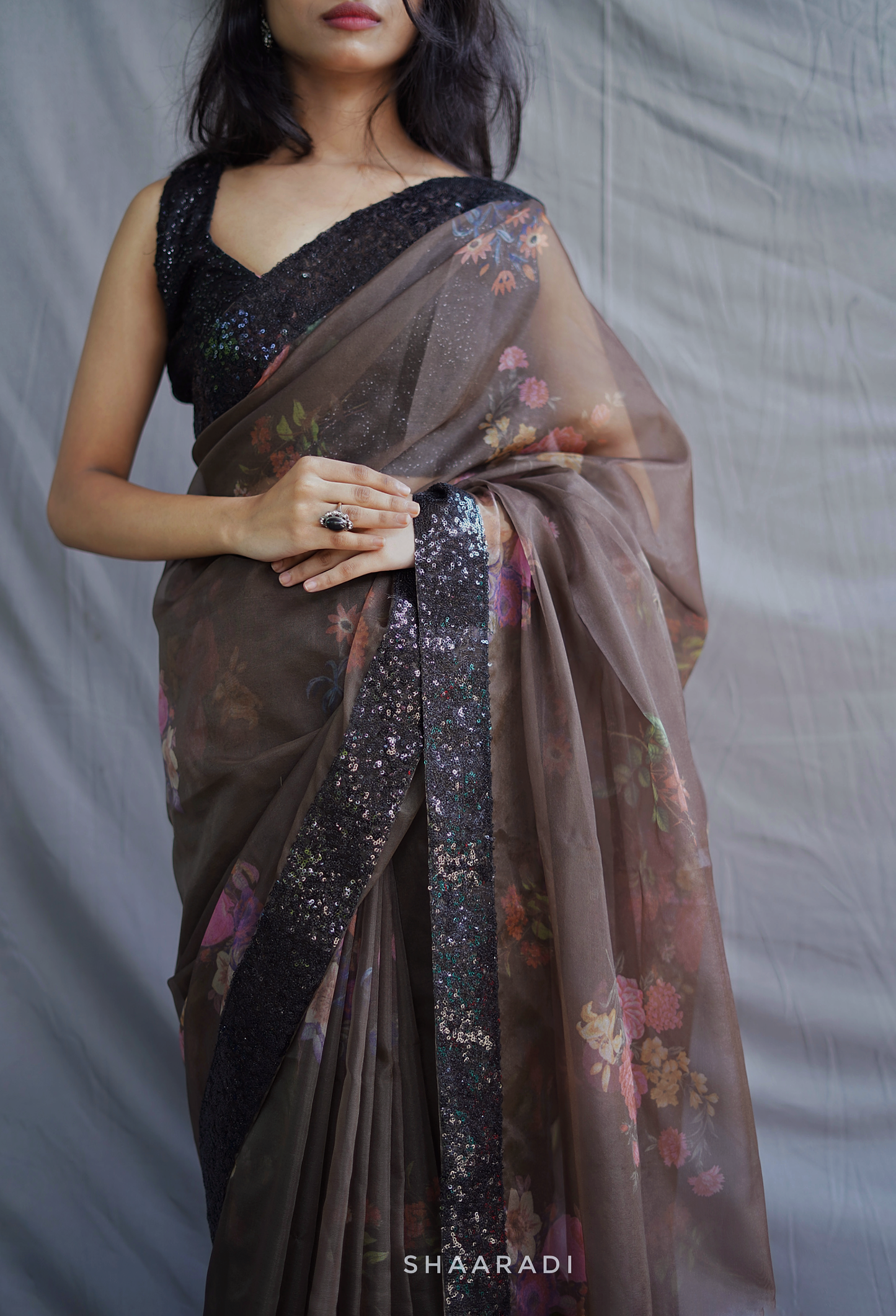 Viola Sequinned Organza Saree