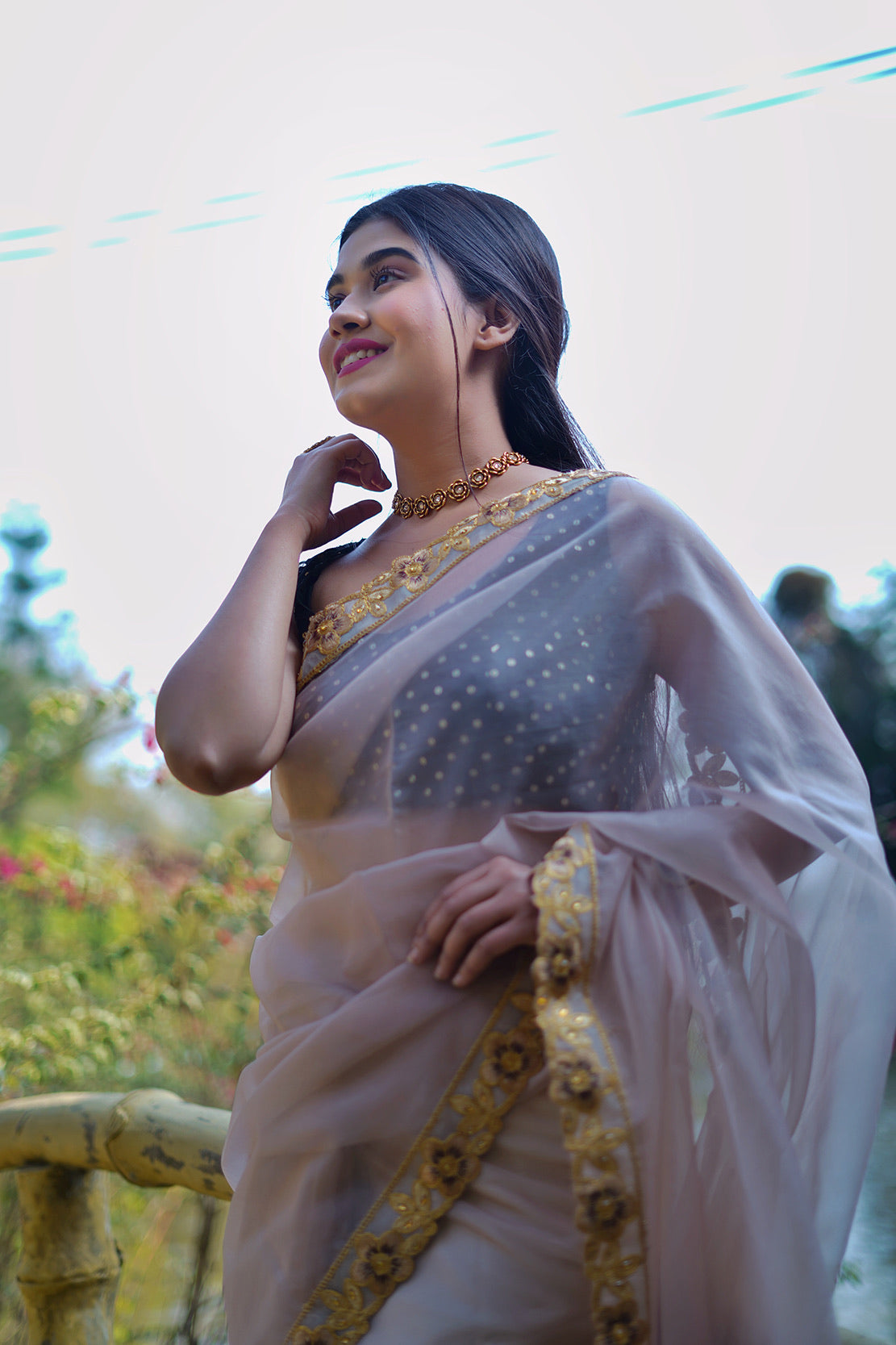 Gold floral Saree