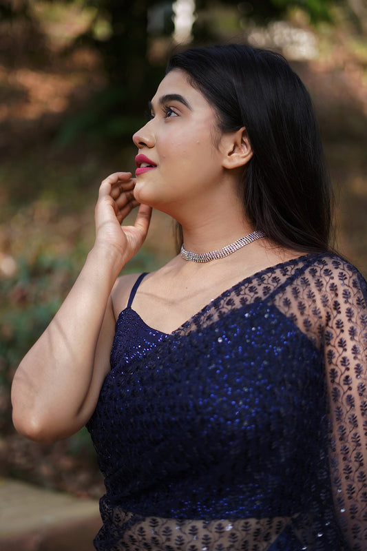 Midnight Sequinned Saree