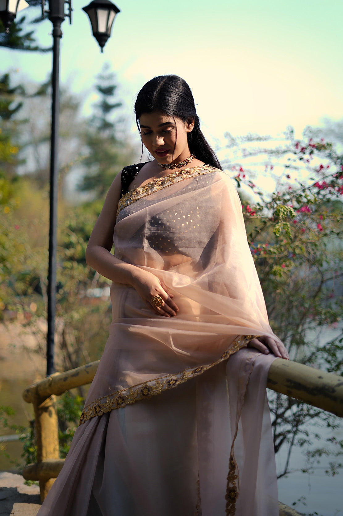 Gold floral Saree