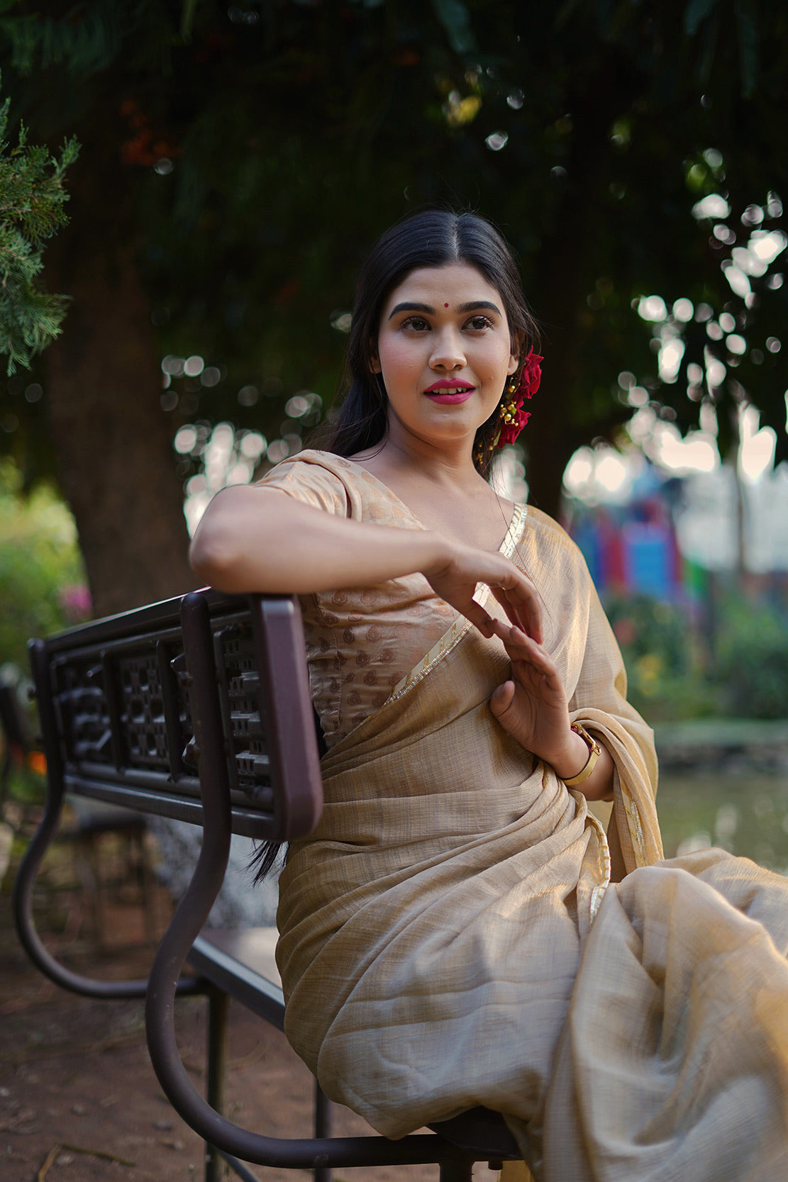 Beige Gota Saree