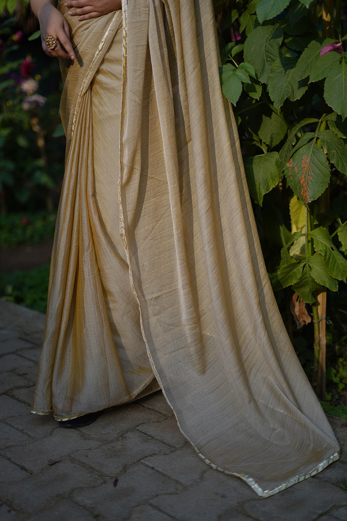 Beige Gota Saree