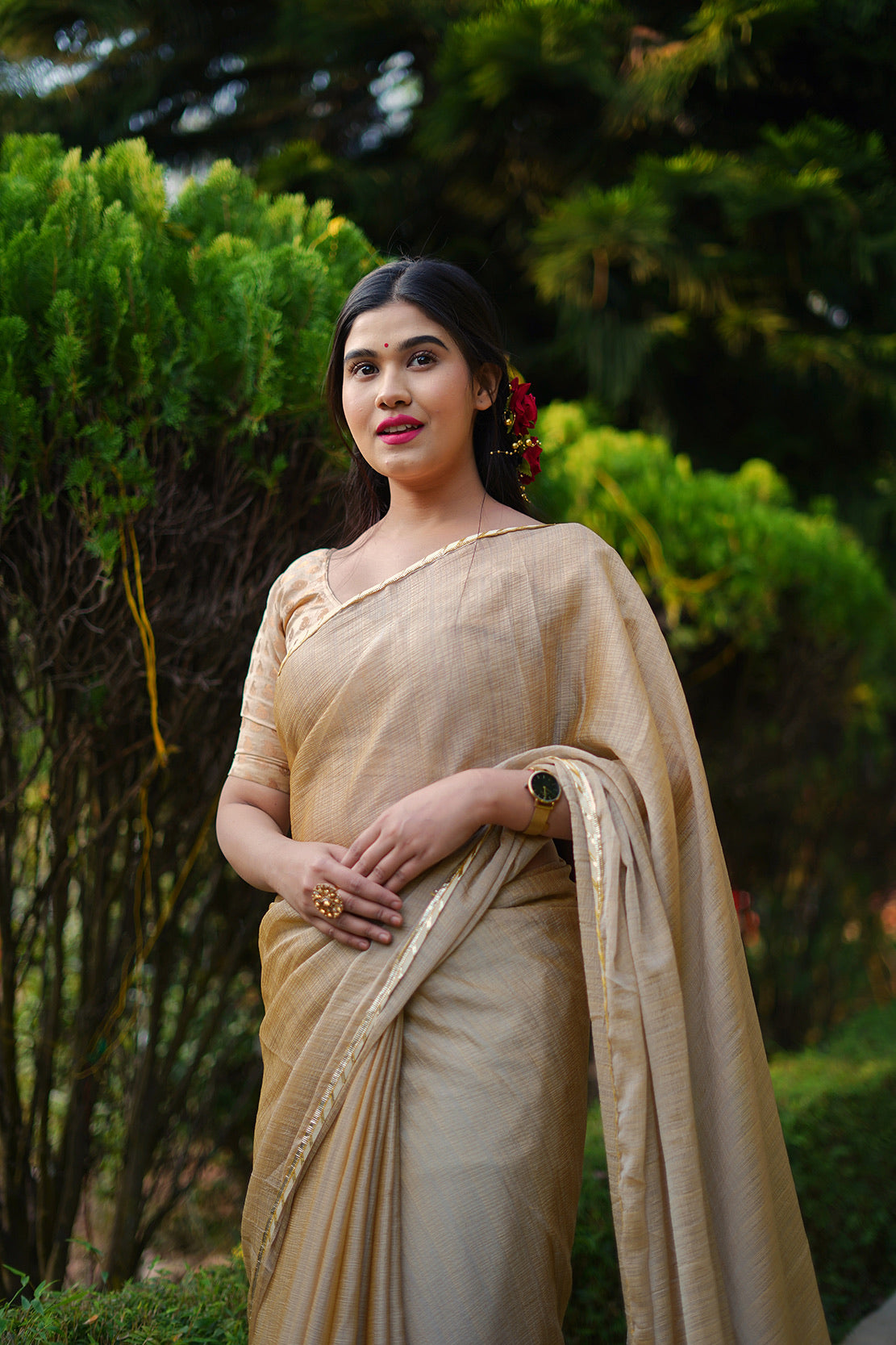 Beige Gota Saree