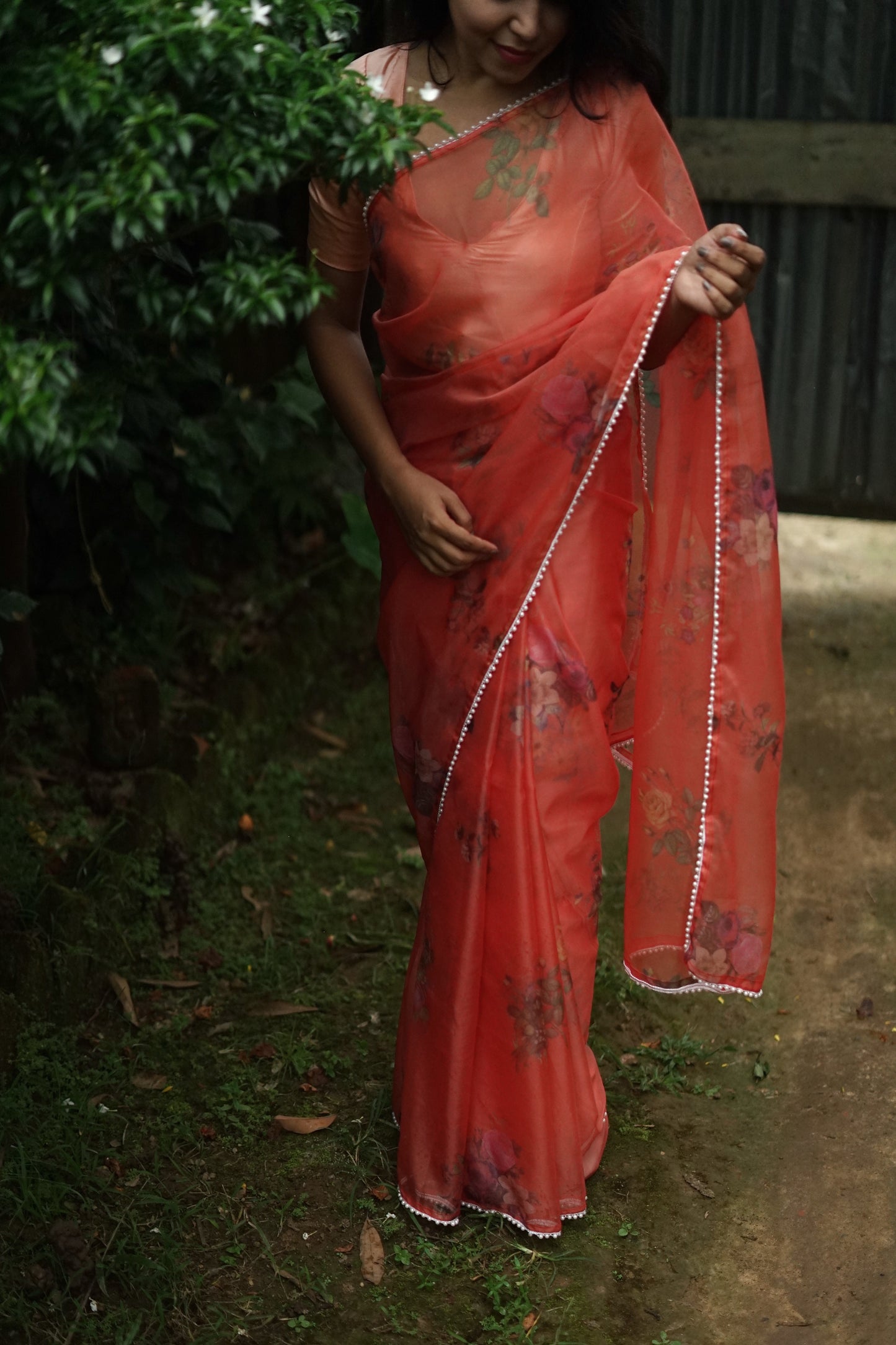 Pretty in peach Organza Saree