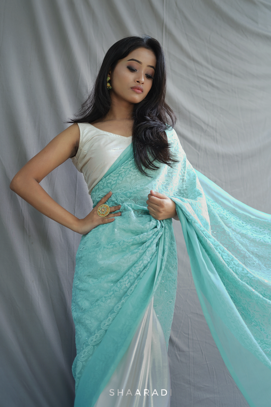 Hues of Aqua Saree