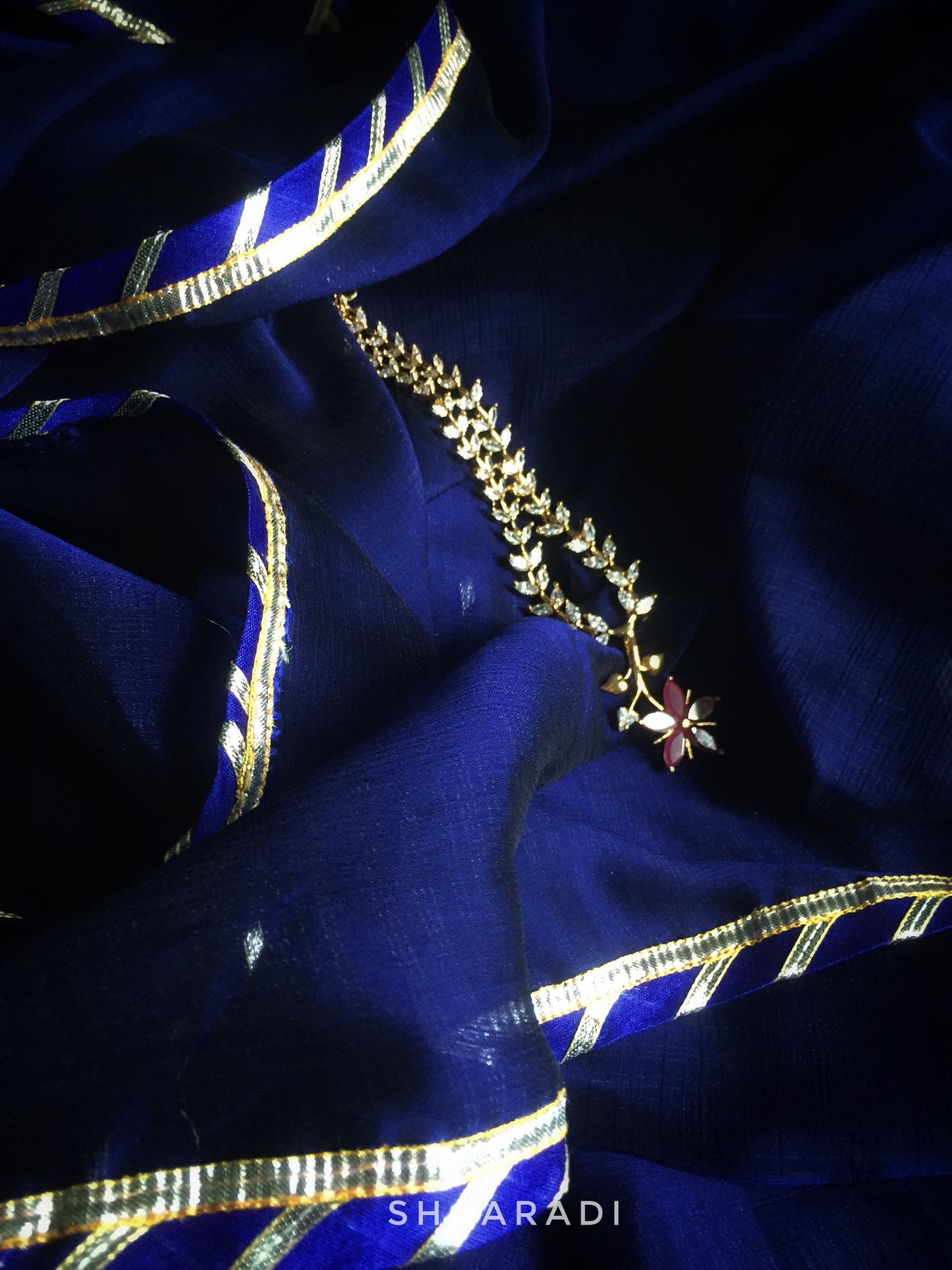 Navy Blue Gota Saree