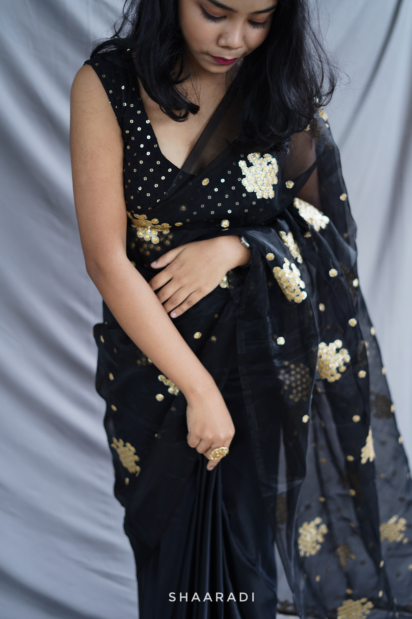 Pansy Black Organza Saree