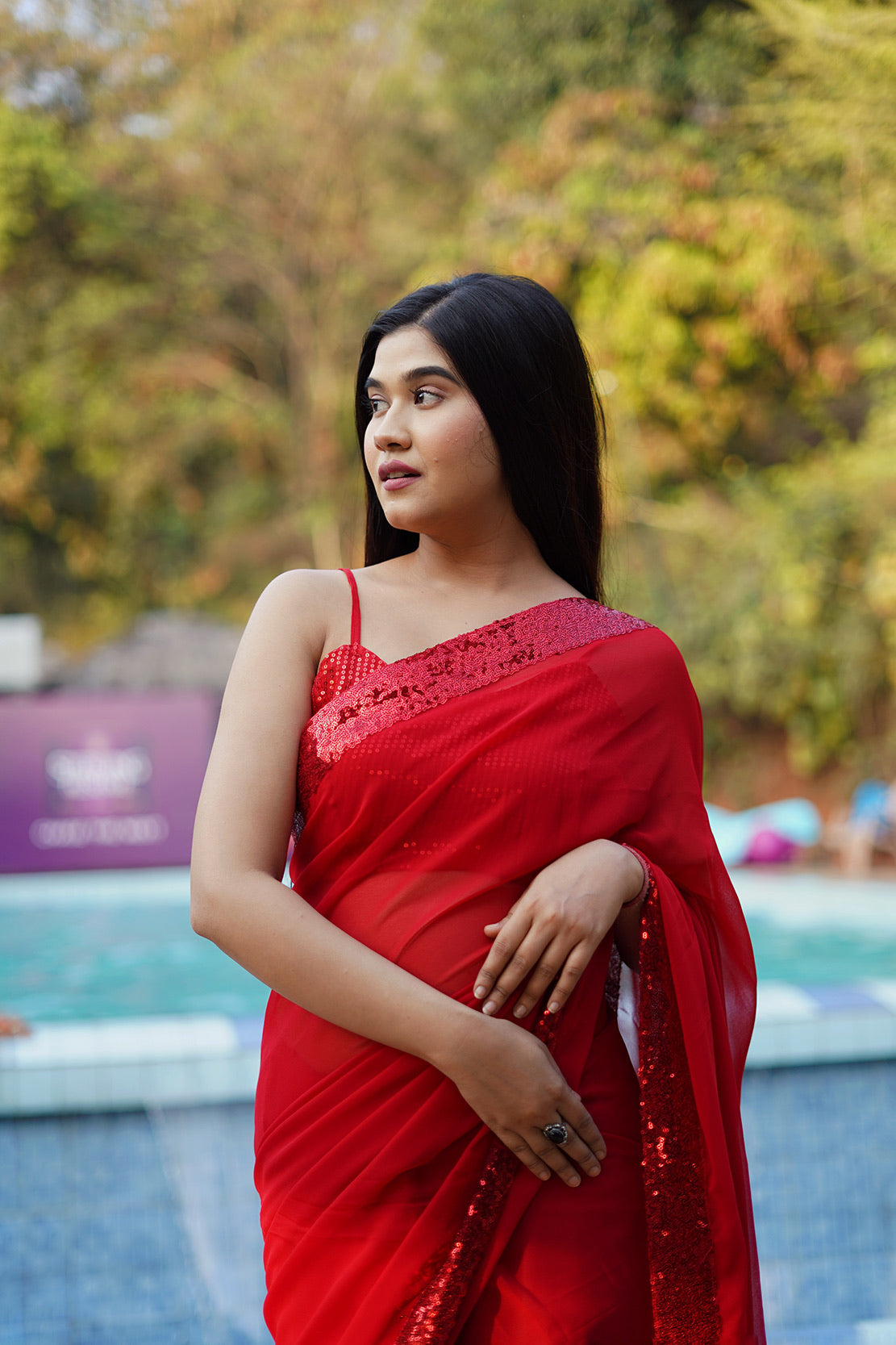 Elegance in red saree