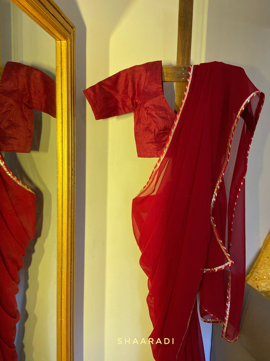 Red Gota Saree