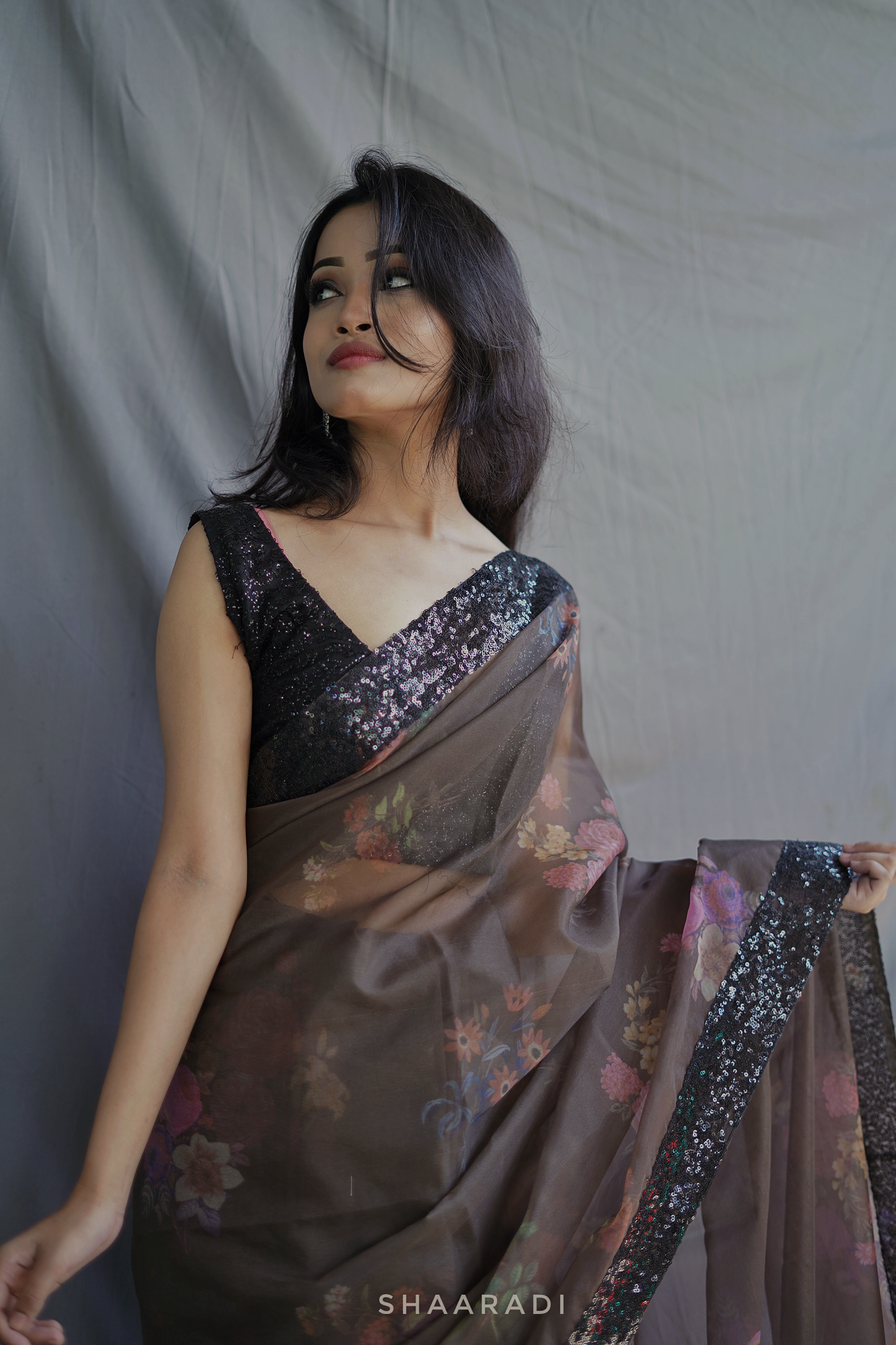 Viola Sequinned Organza Saree