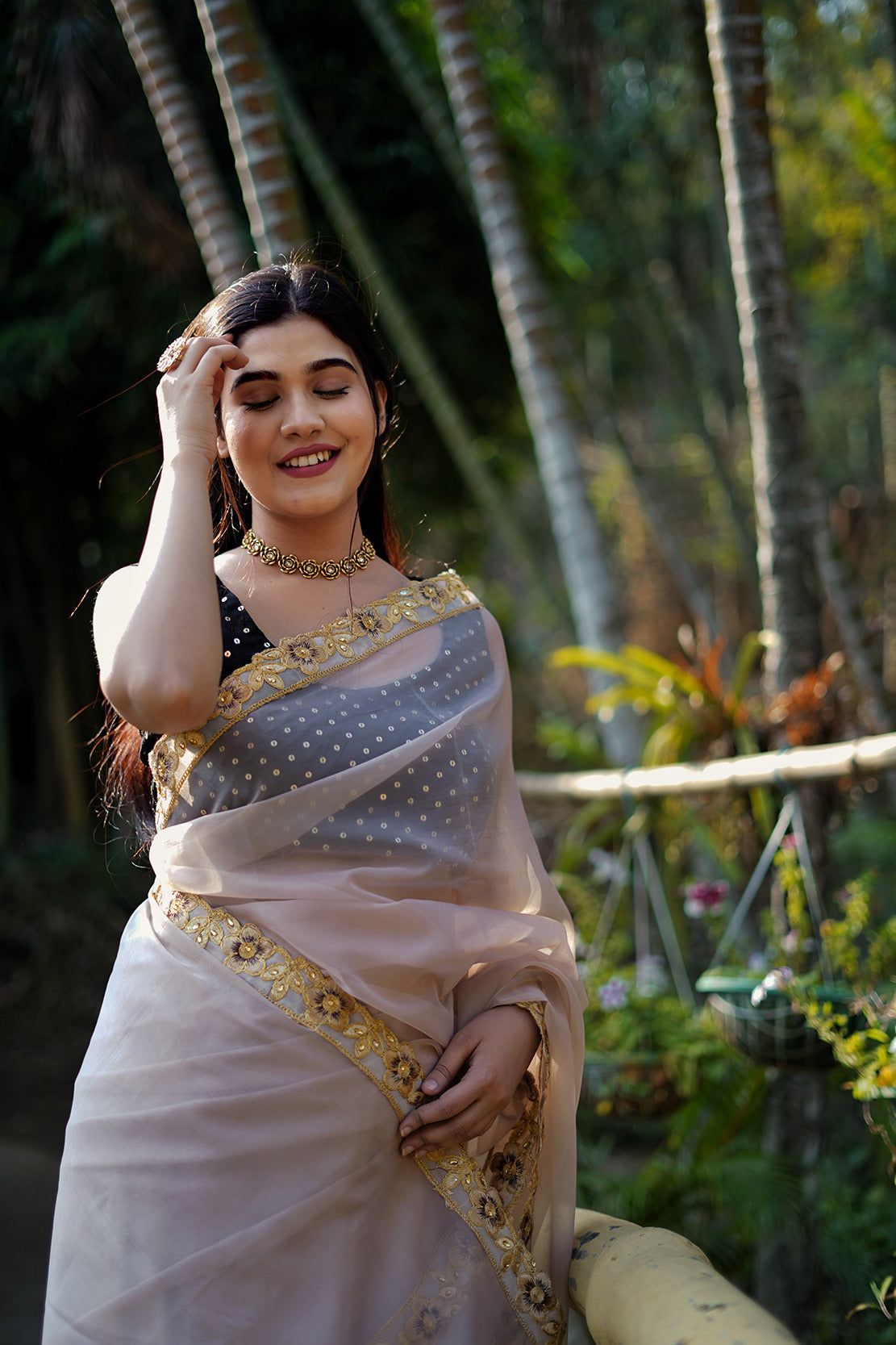 Gold floral Saree