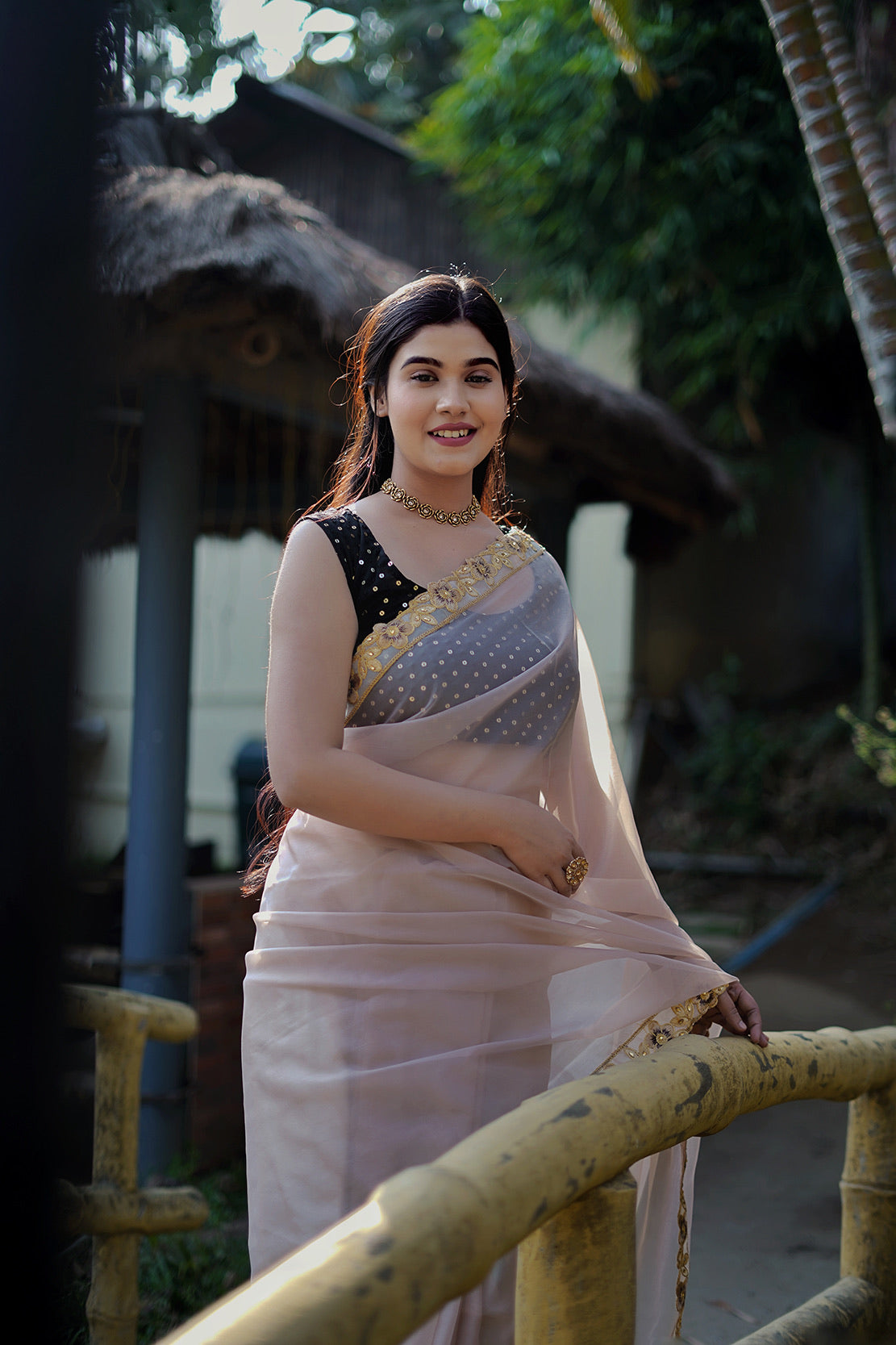 Gold floral Saree