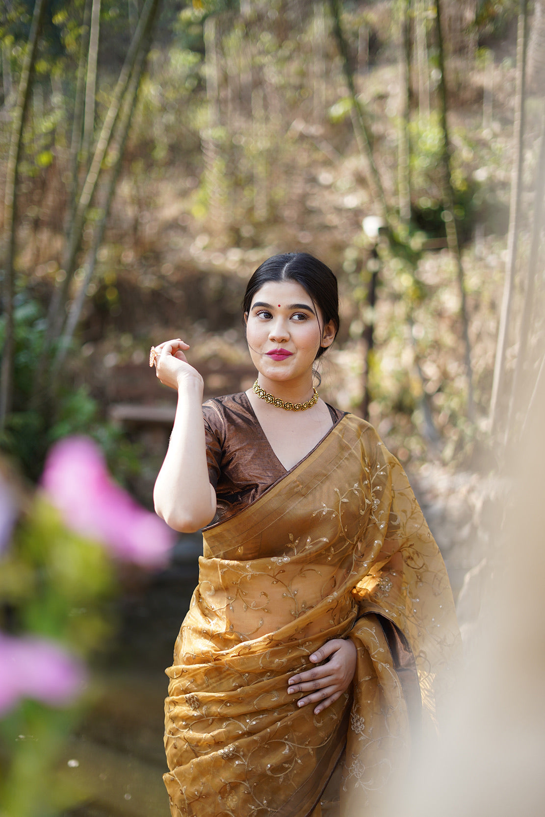 Copper Embellished Saree