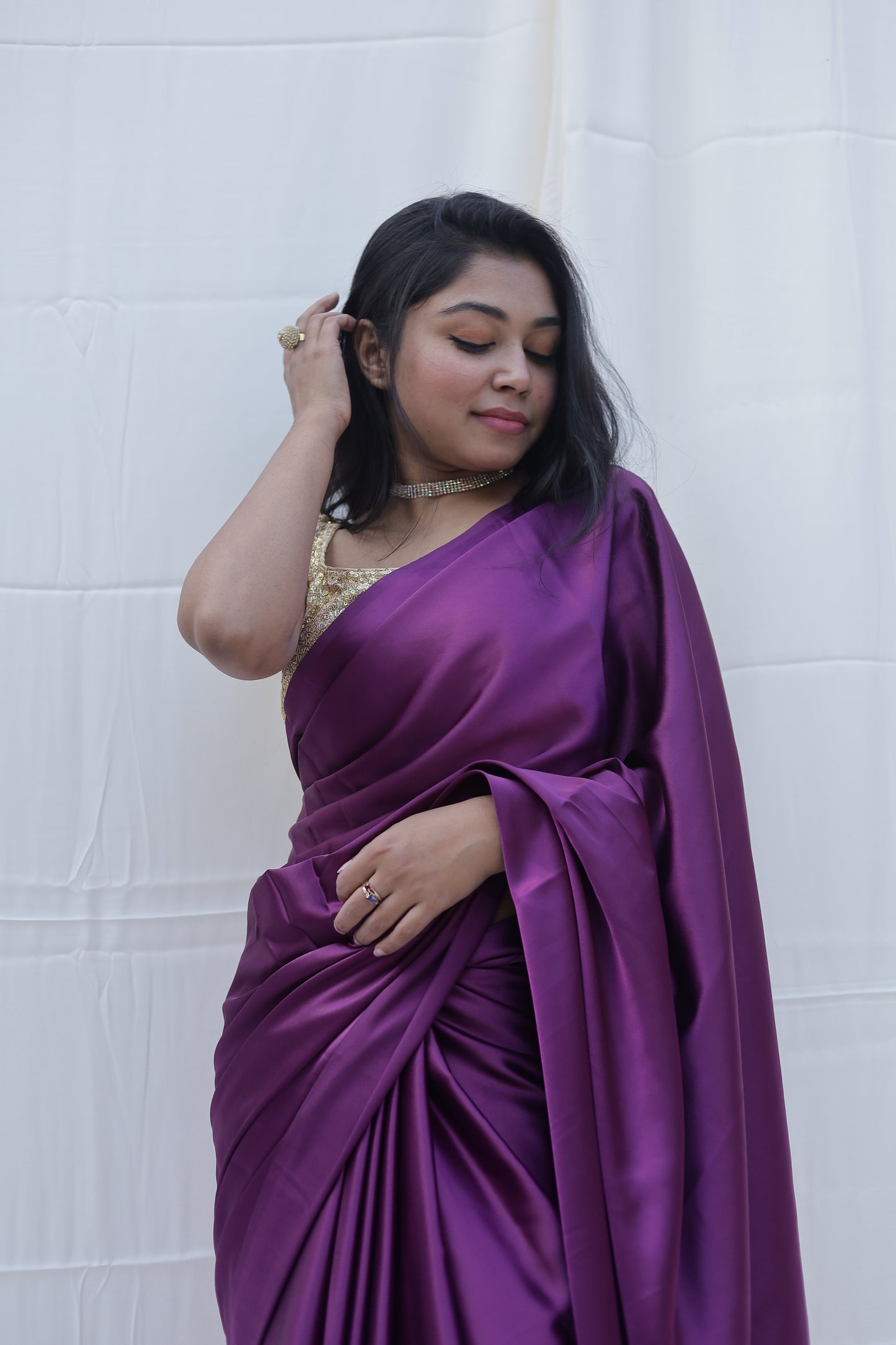Purple Heart Satin Saree