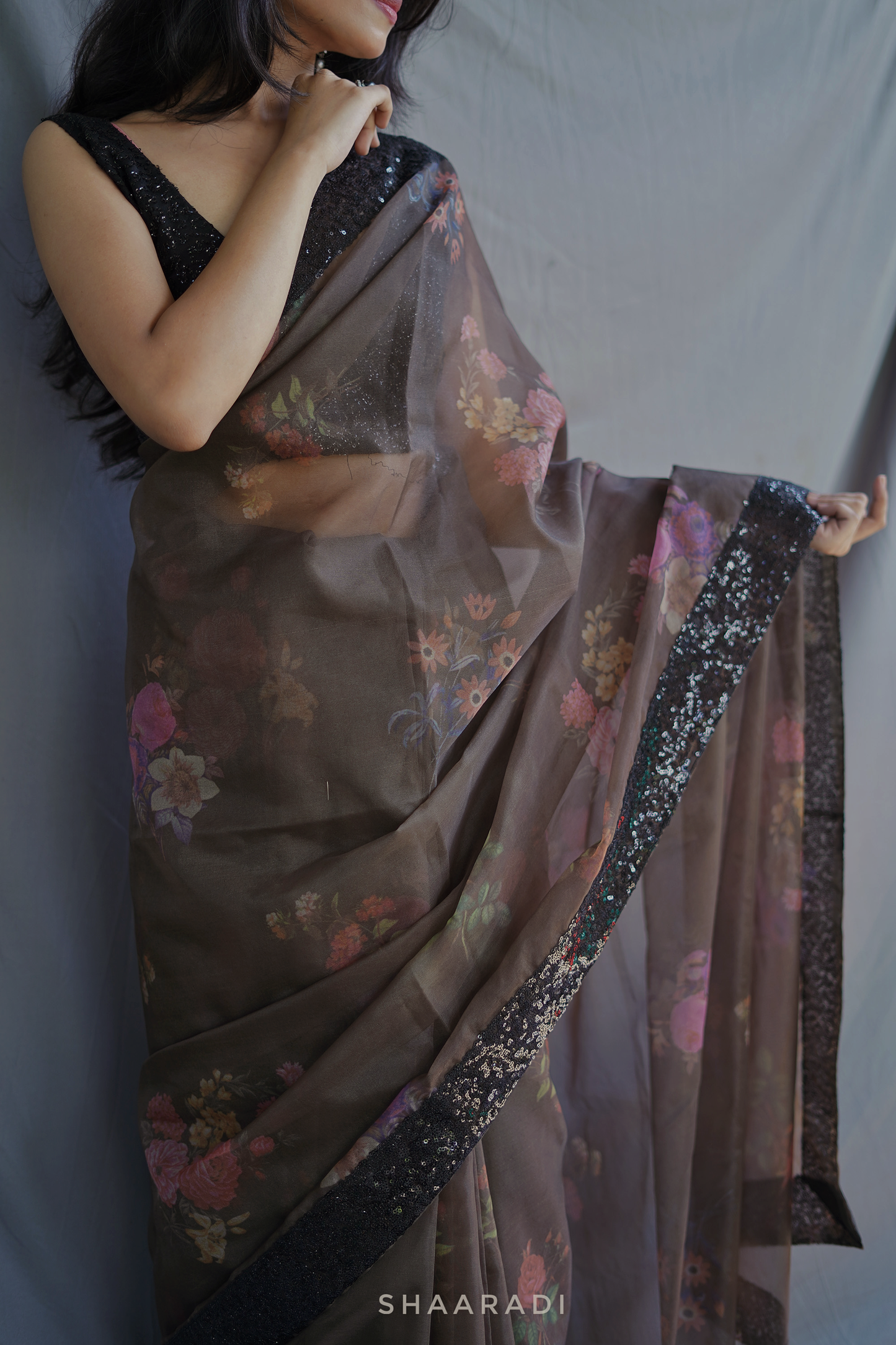 Viola Sequinned Organza Saree