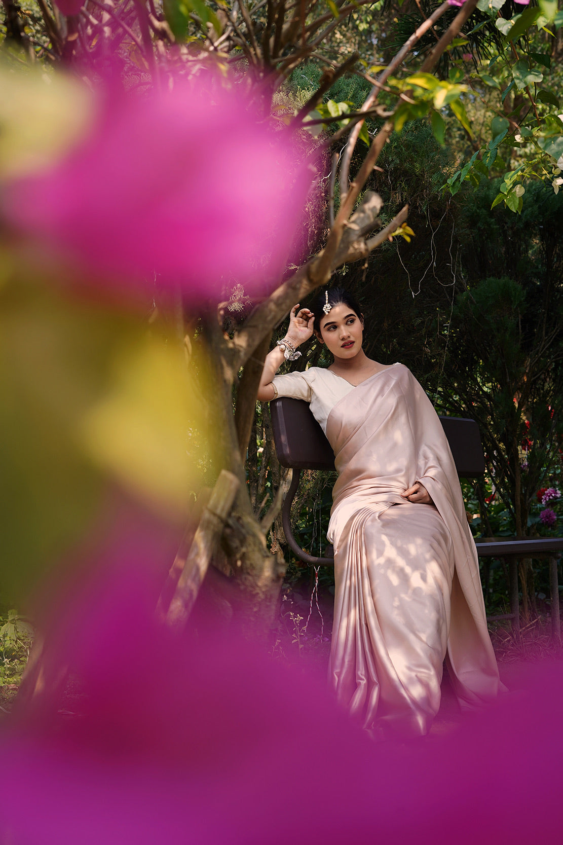 Rose Gold Satin Saree
