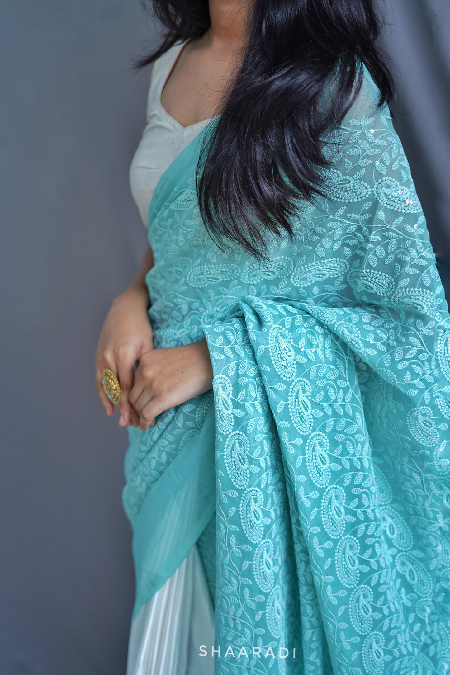 Hues of Aqua Saree