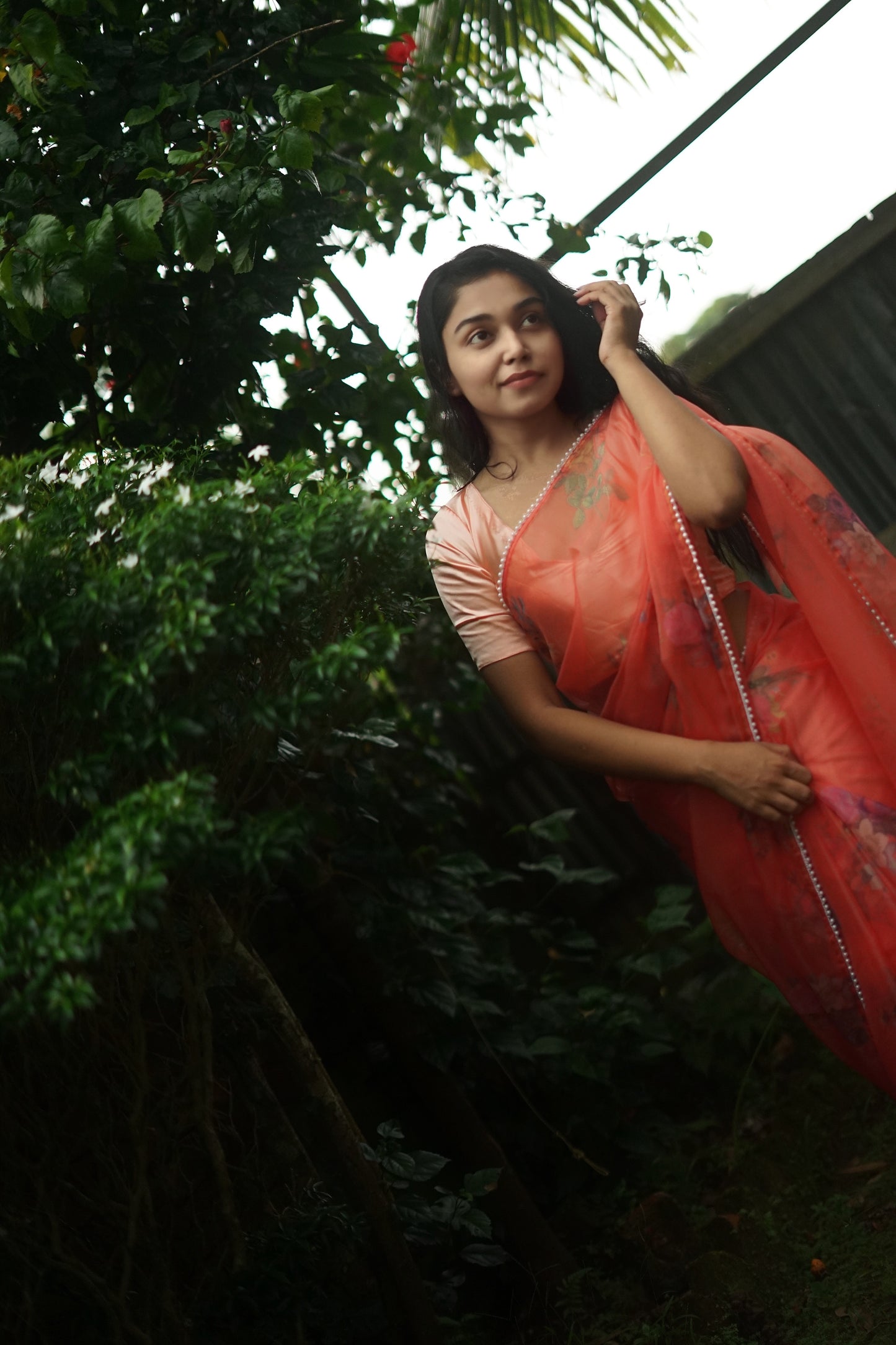 Pretty in peach Organza Saree