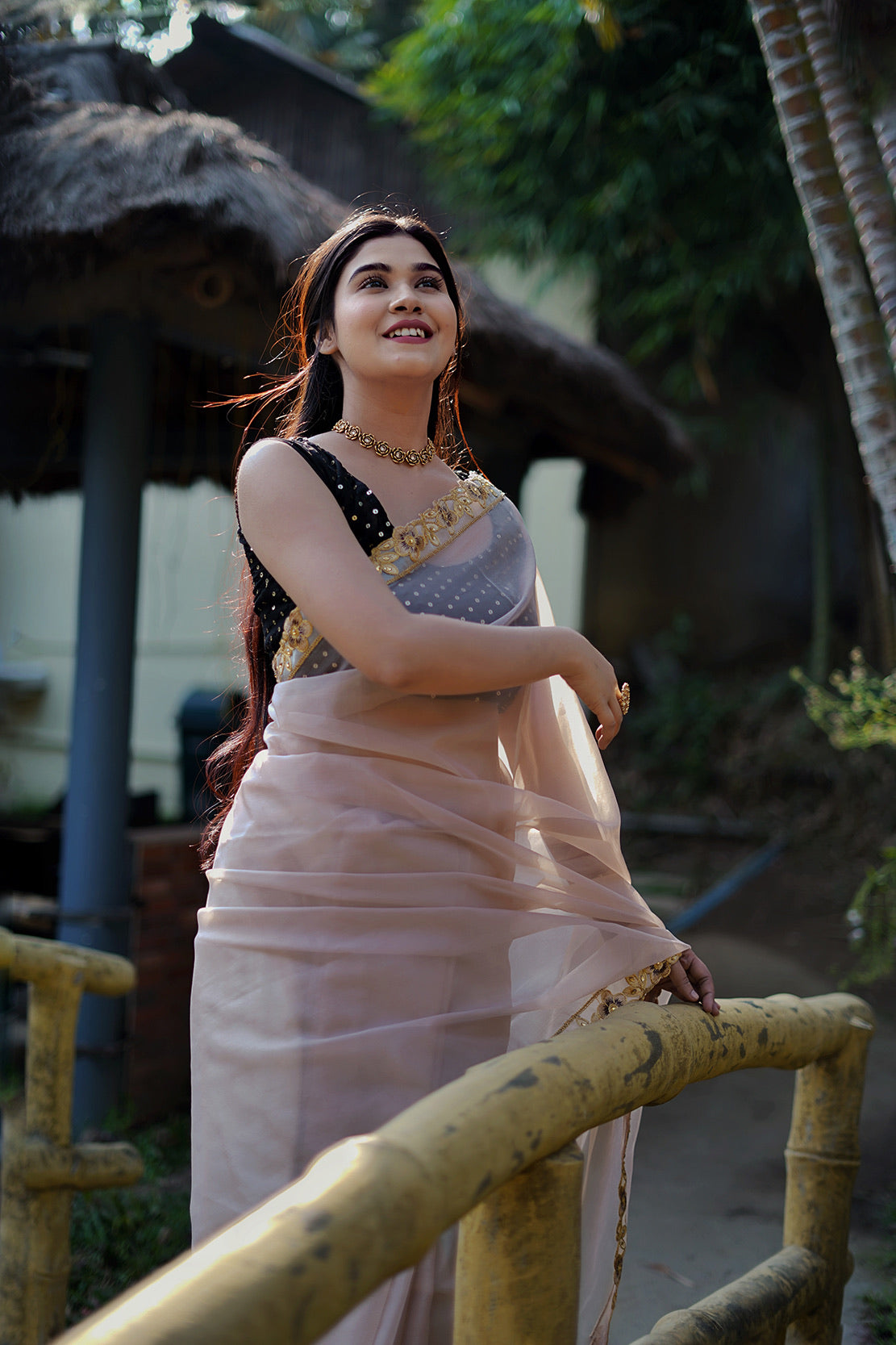 Gold floral Saree
