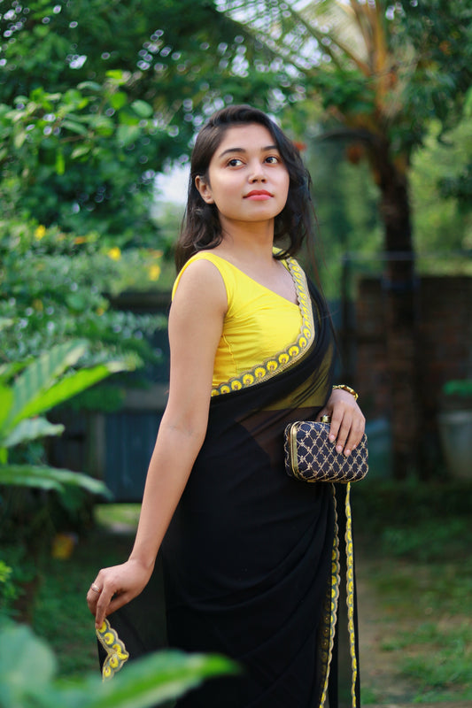 Sunflower Black Saree