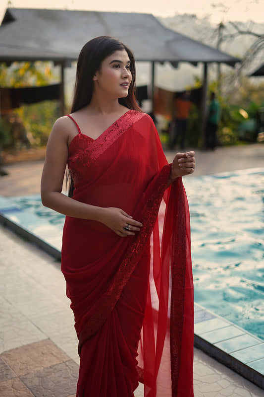 Elegance in red saree