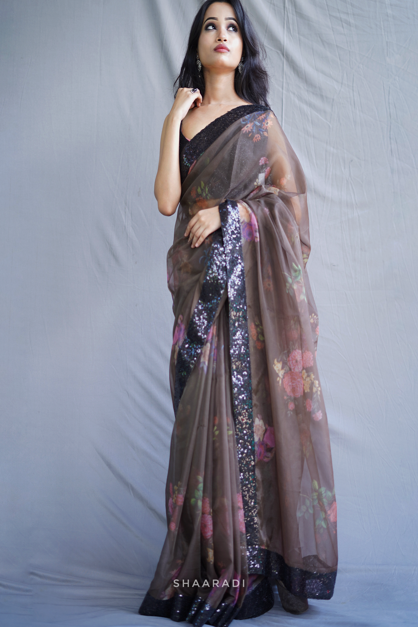 Viola Sequinned Organza Saree