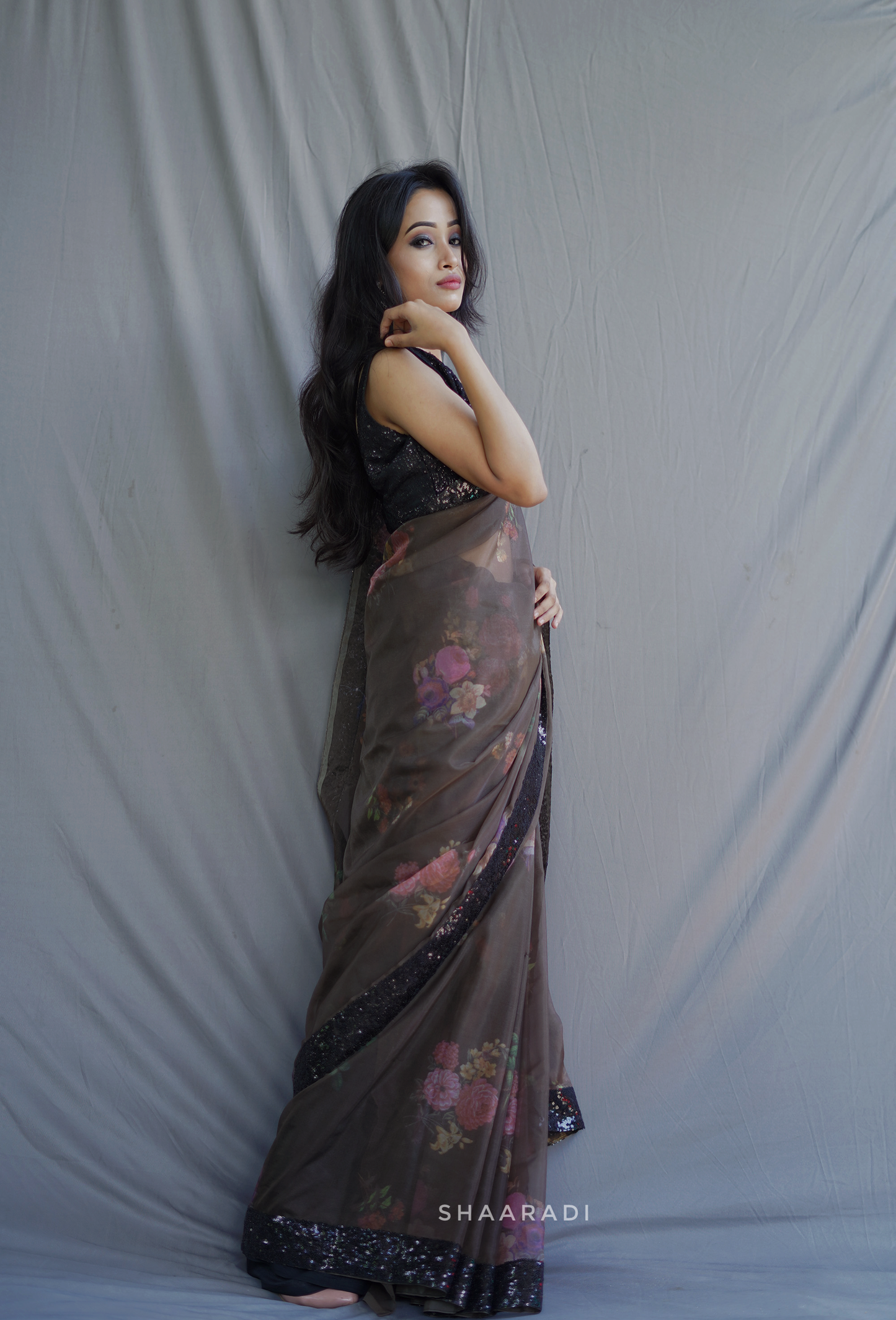 Viola Sequinned Organza Saree