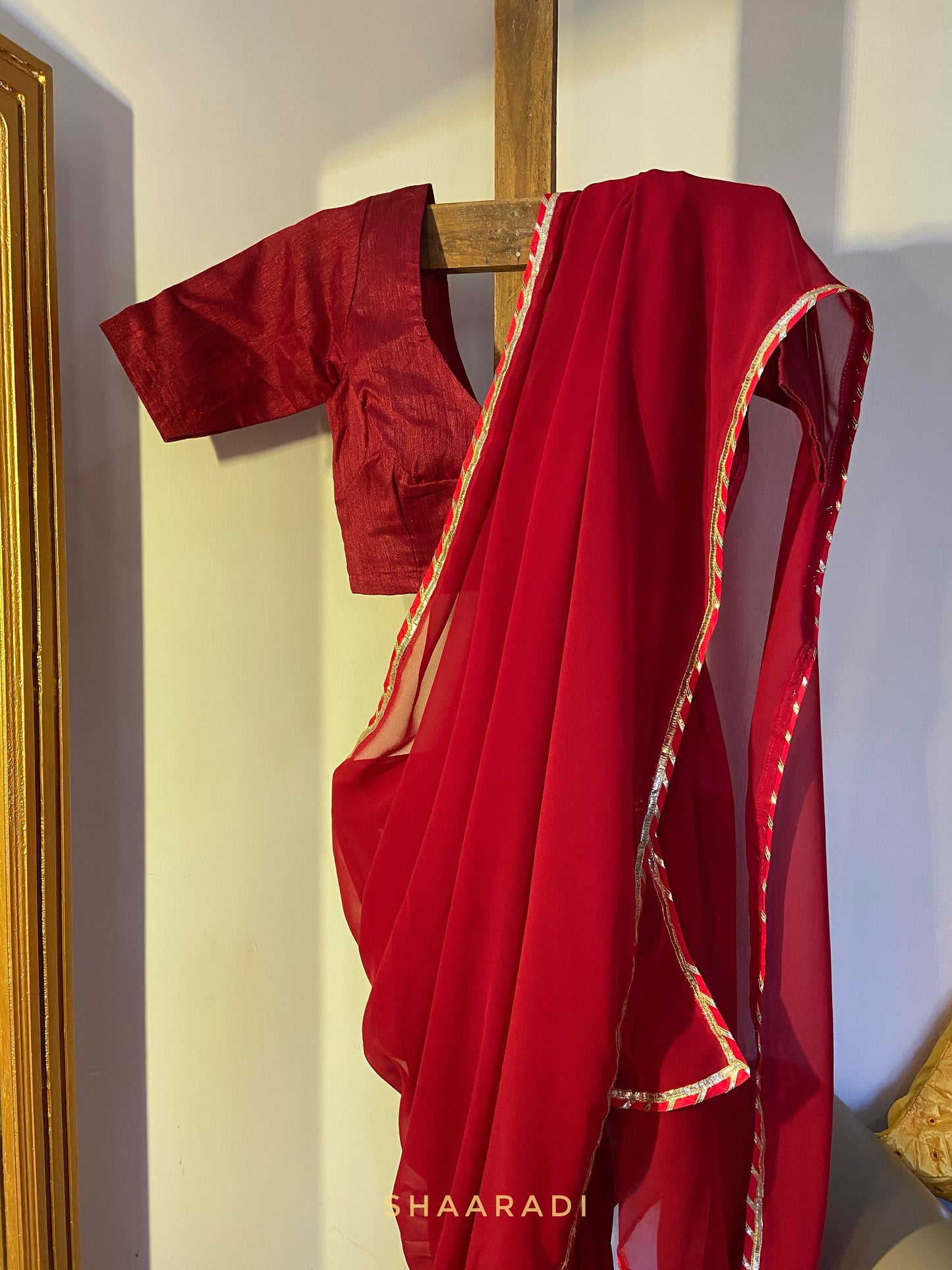 Red Gota Saree
