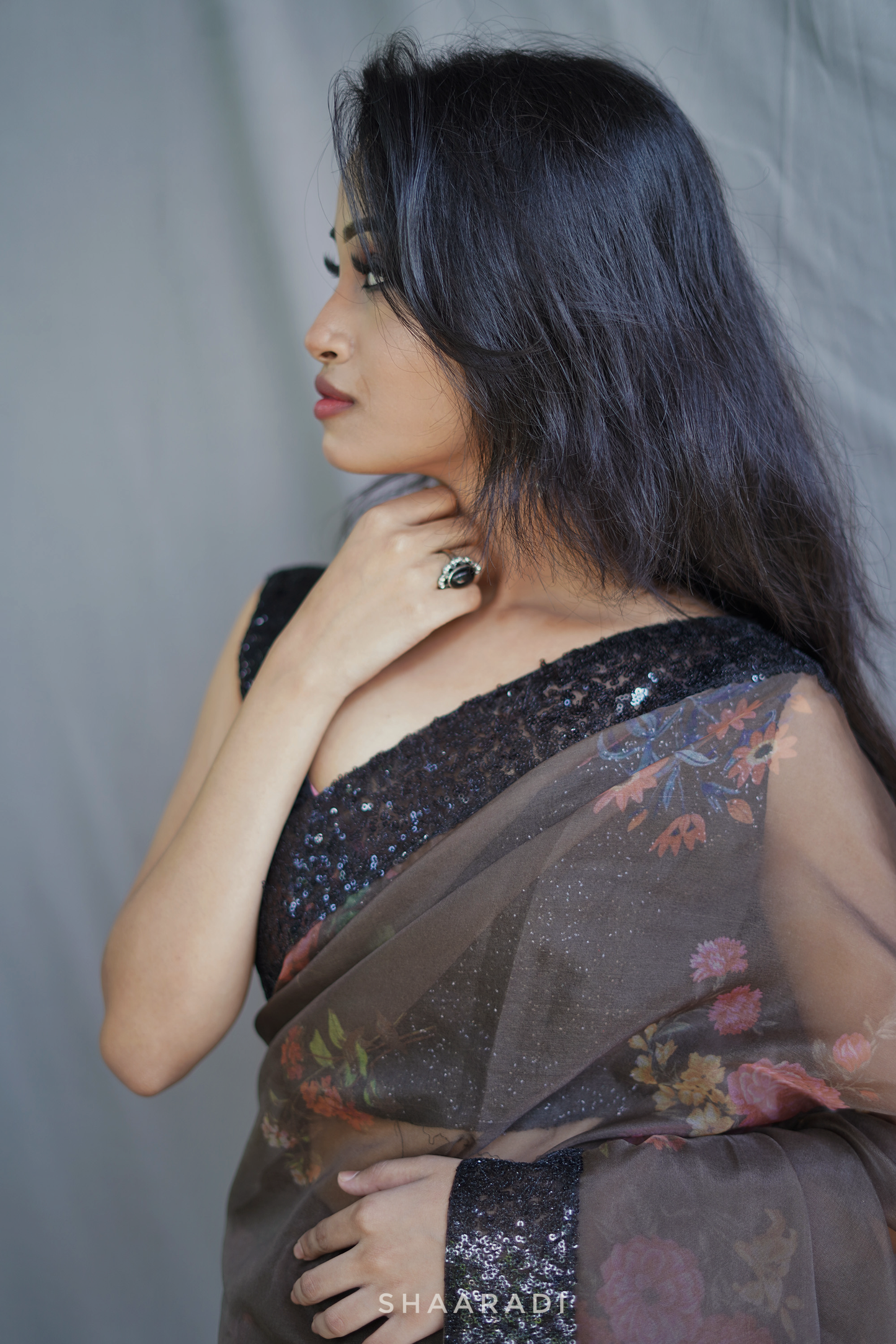 Viola Sequinned Organza Saree