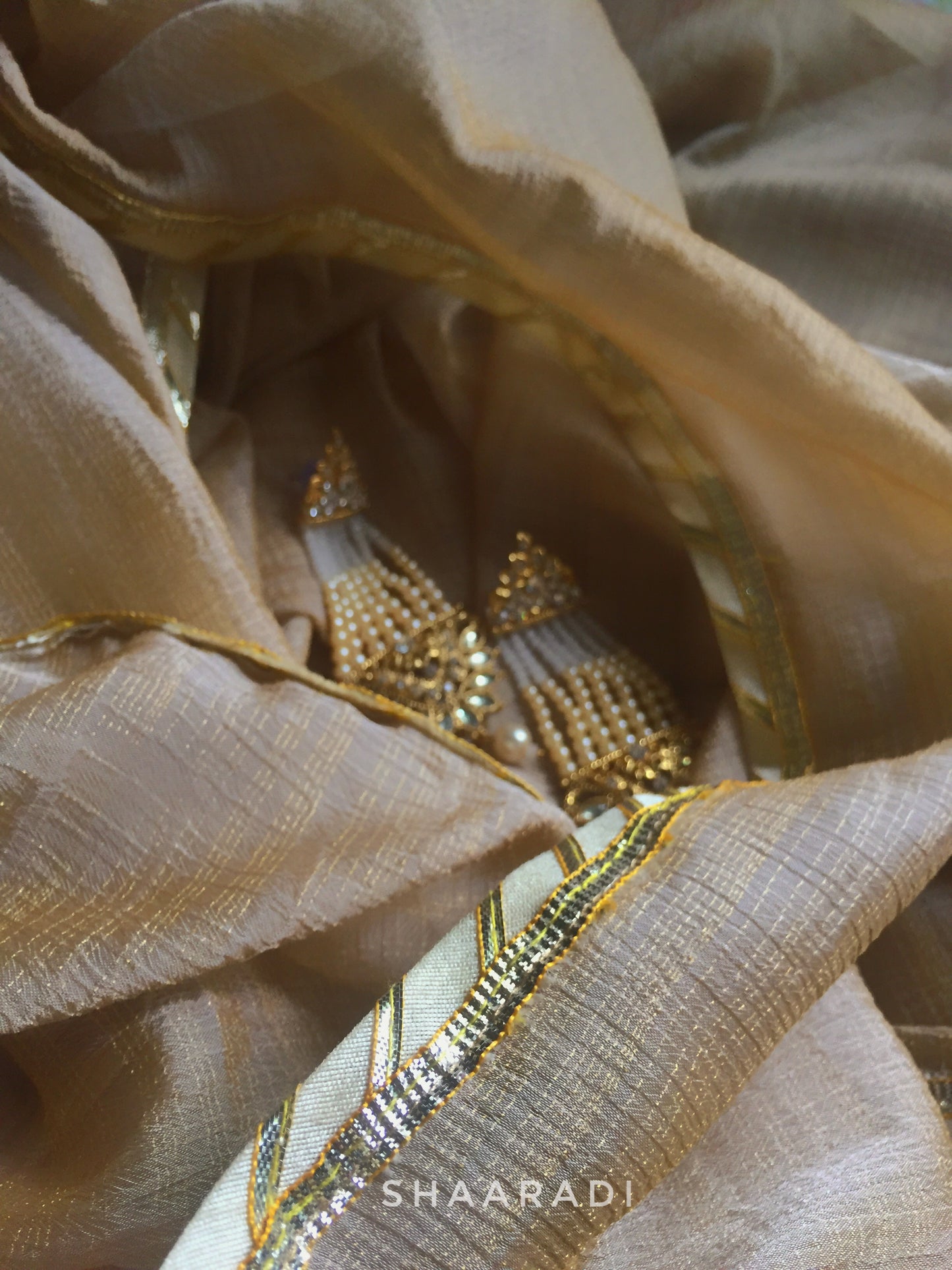Beige Gota Saree