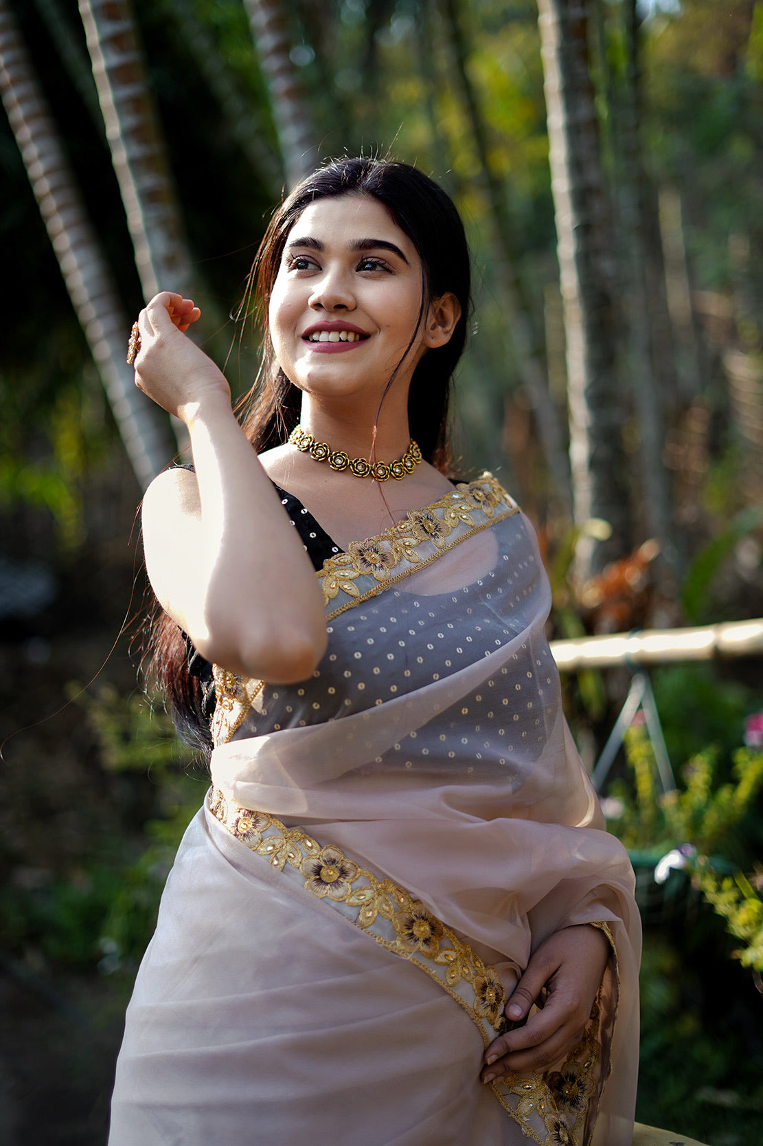 Gold floral Saree