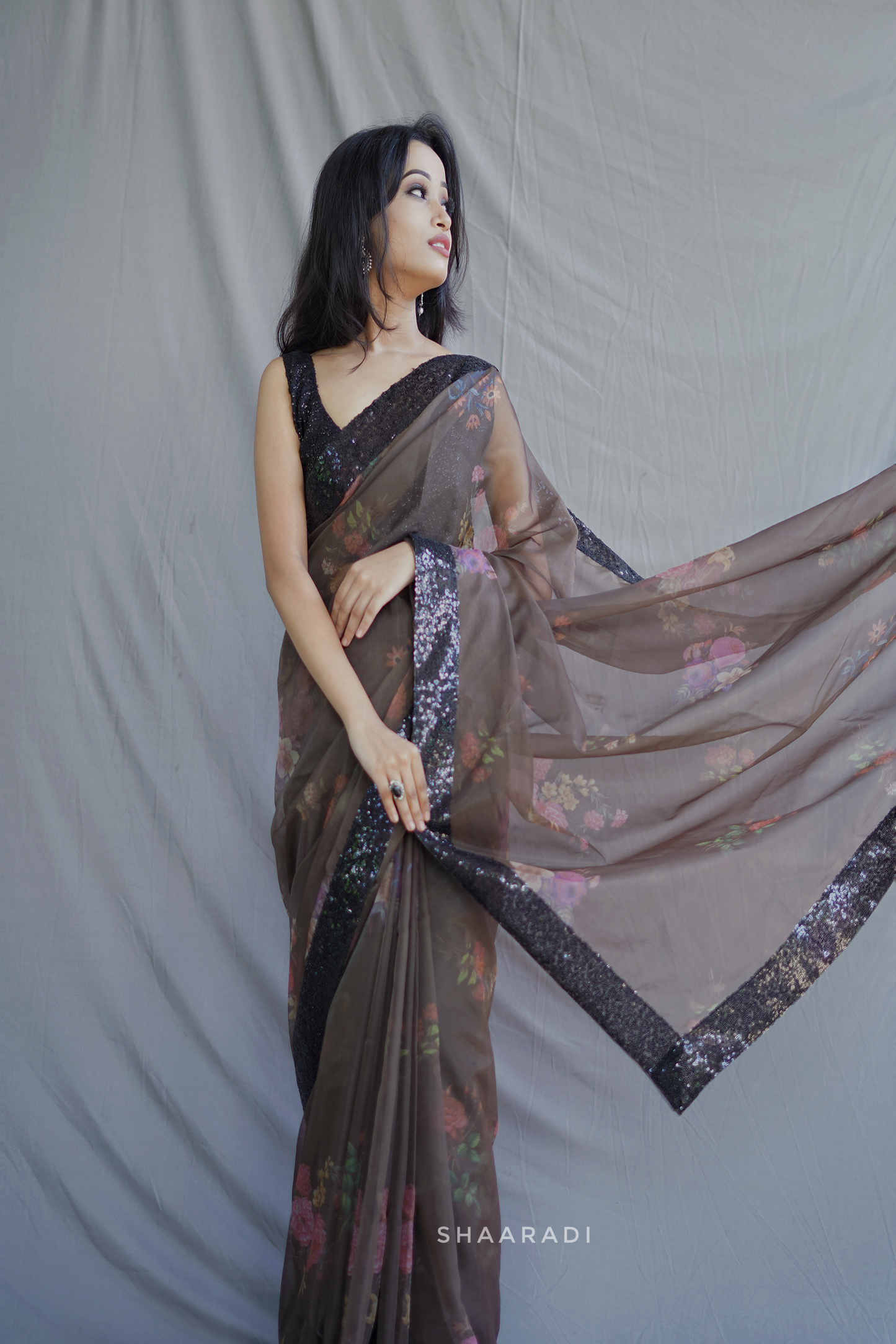 Viola Sequinned Organza Saree