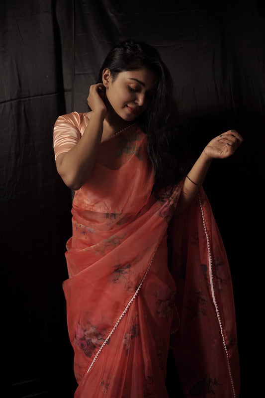 Pretty in peach Organza Saree