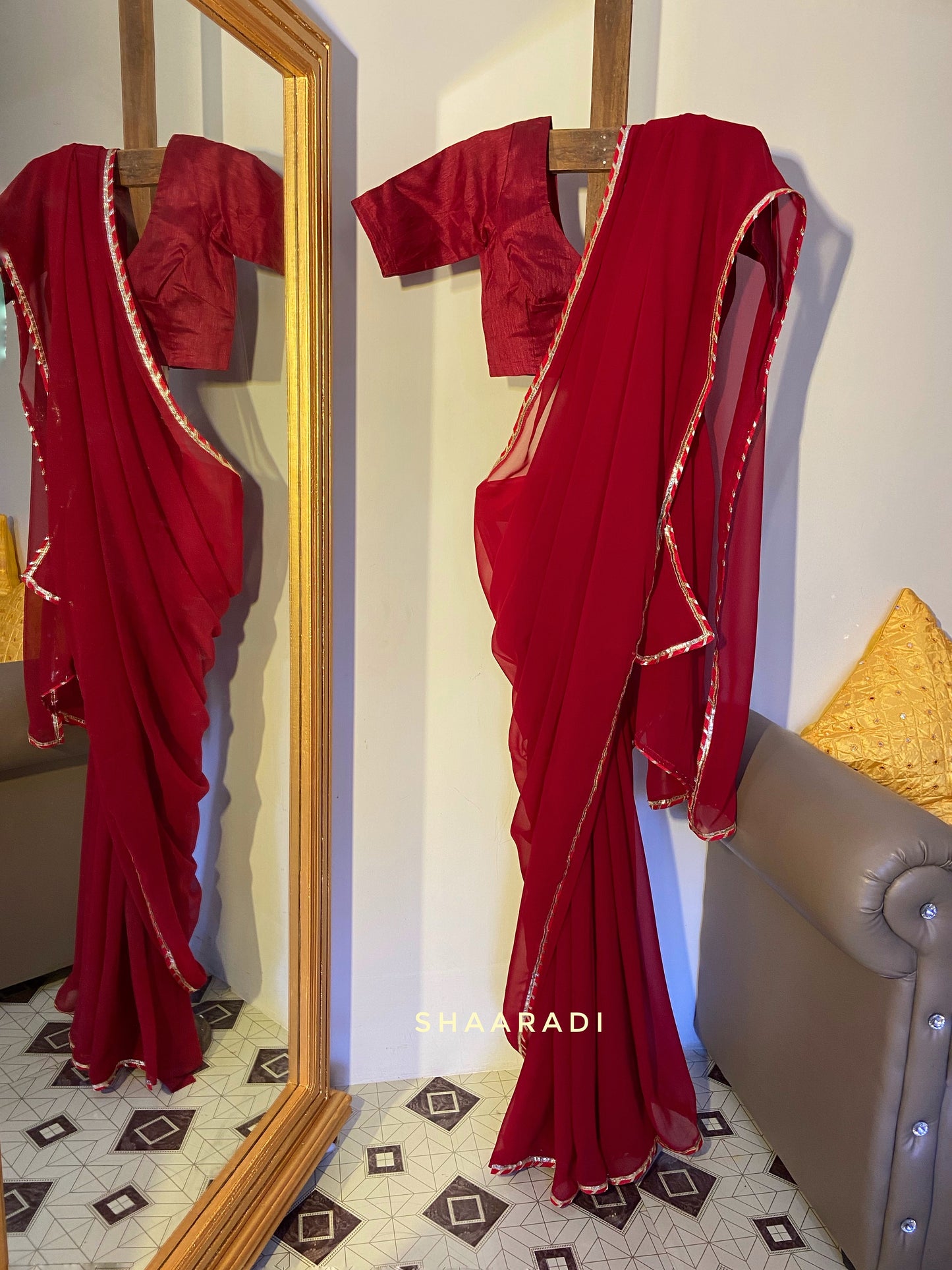 Red Gota Saree