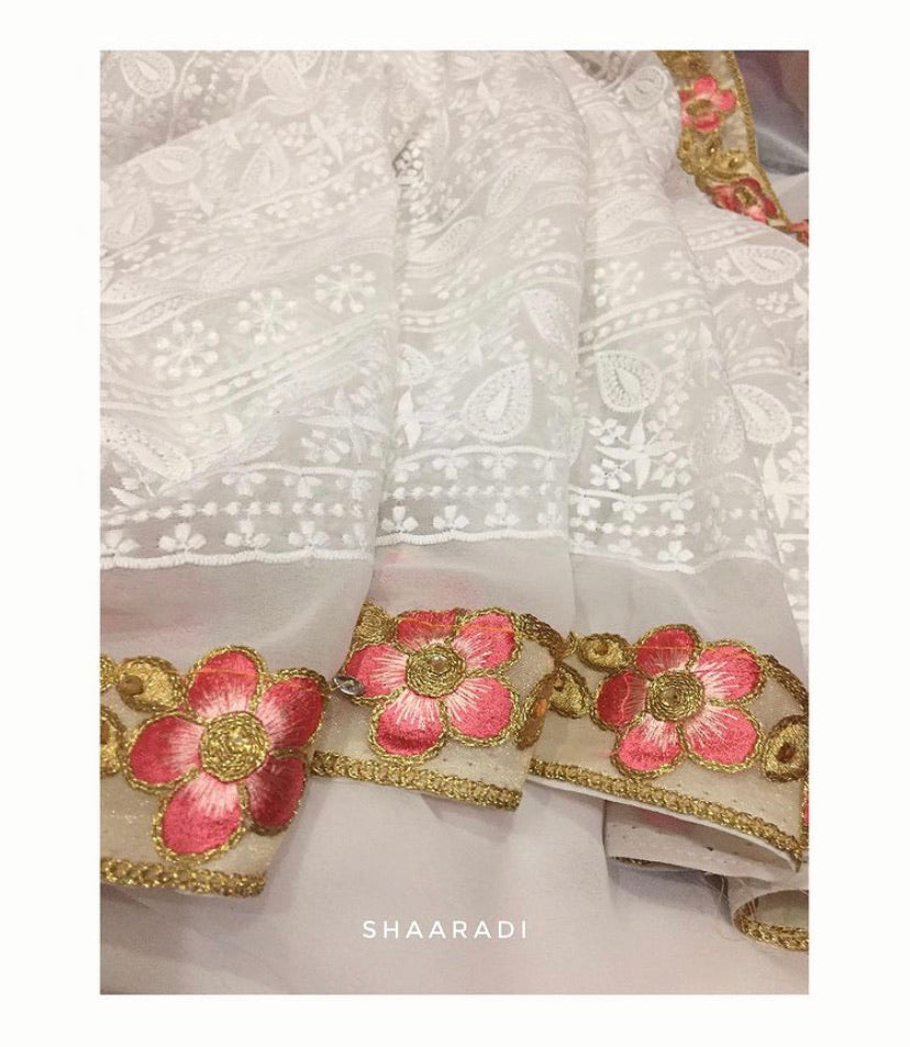 Floral Ivory Saree