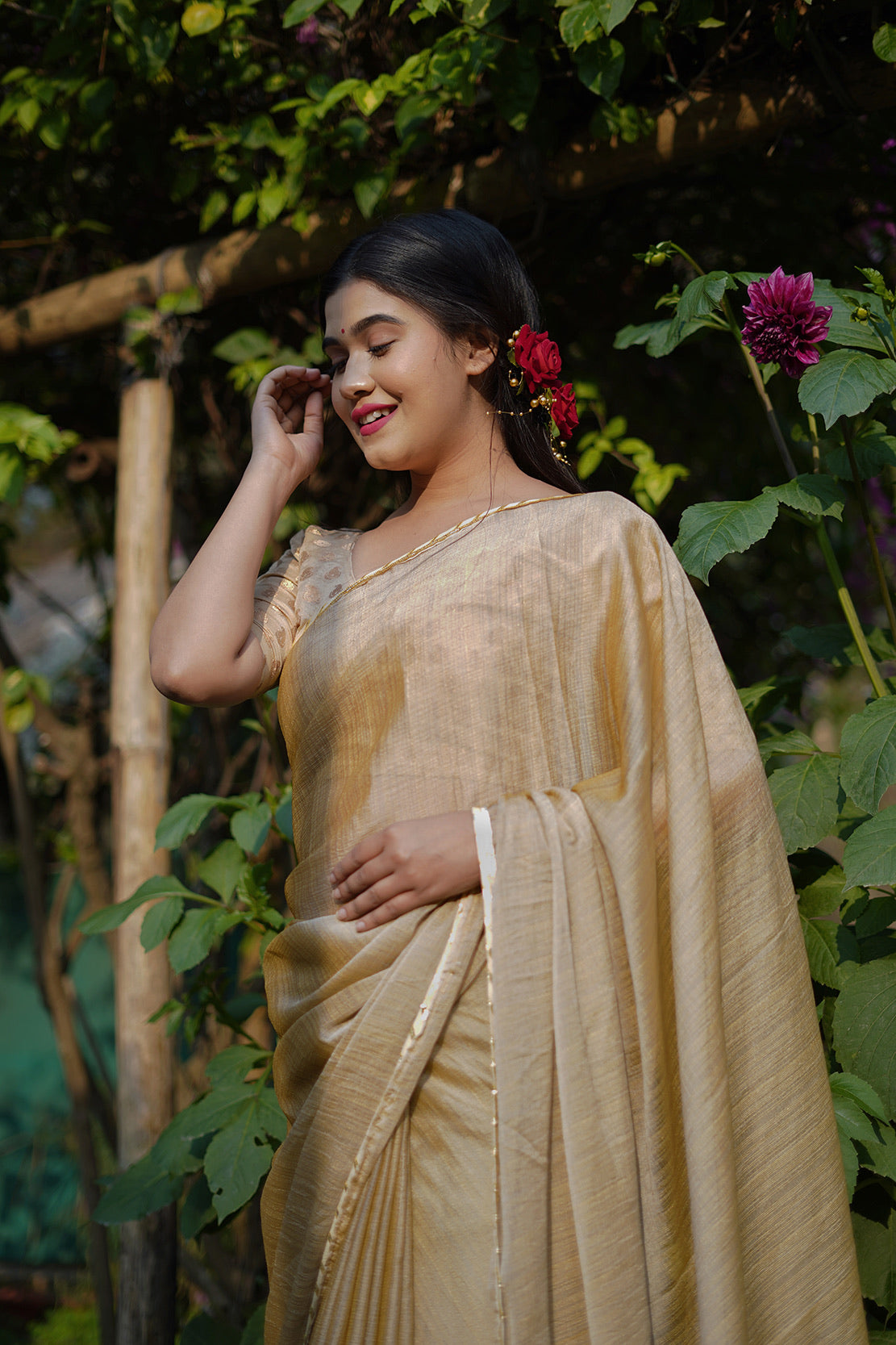 Beige Gota Saree