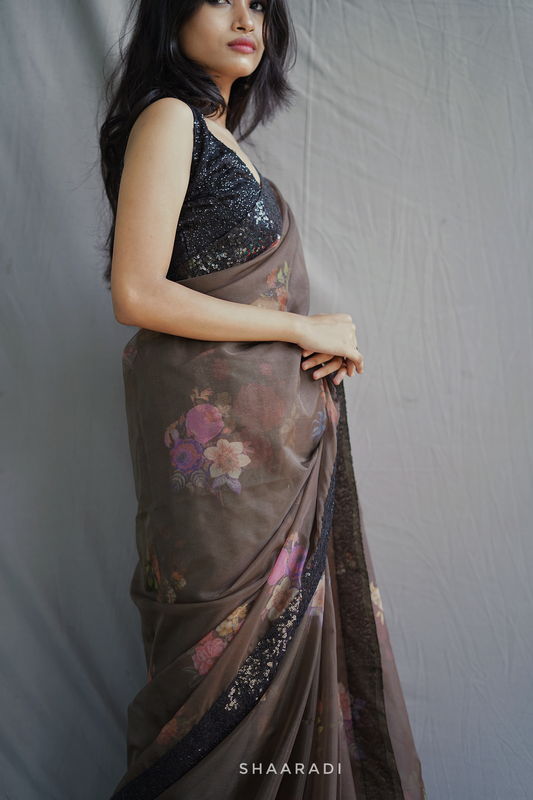 Viola Sequinned Organza Saree