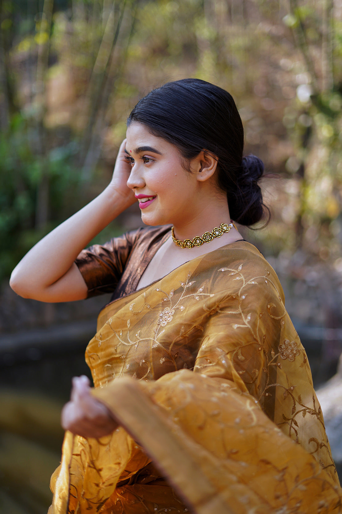Copper Embellished Saree