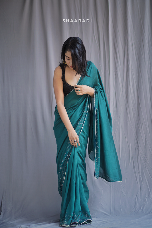Stardust on Green Saree