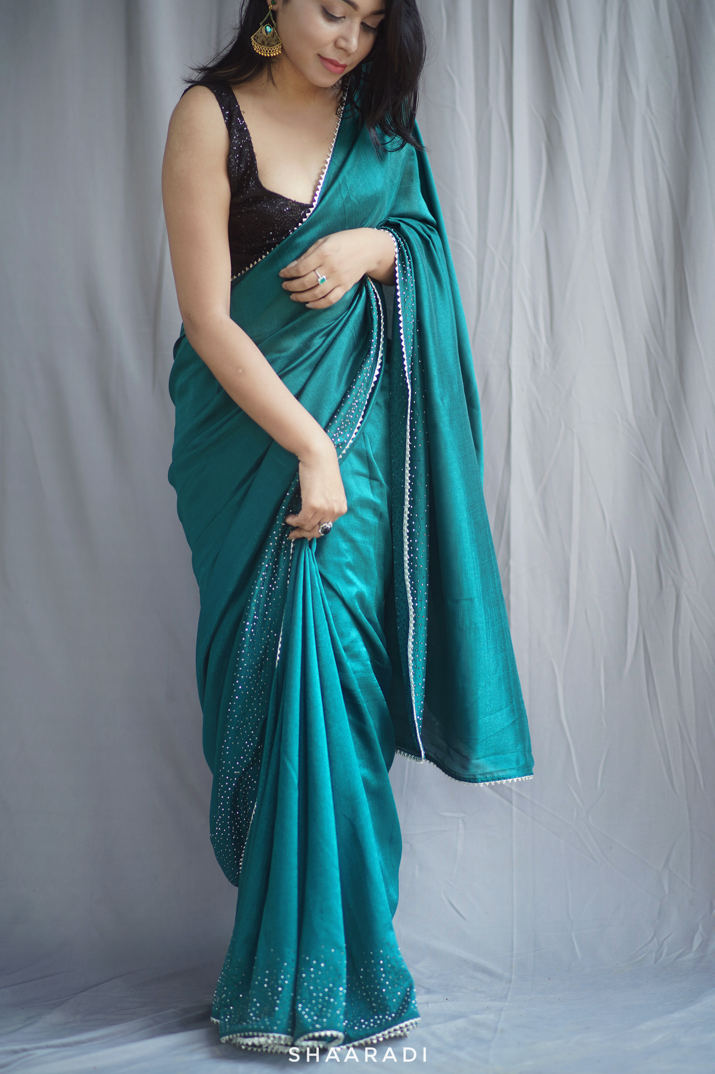 Stardust on Green Saree