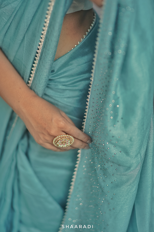 Stardust on Turquoise Saree
