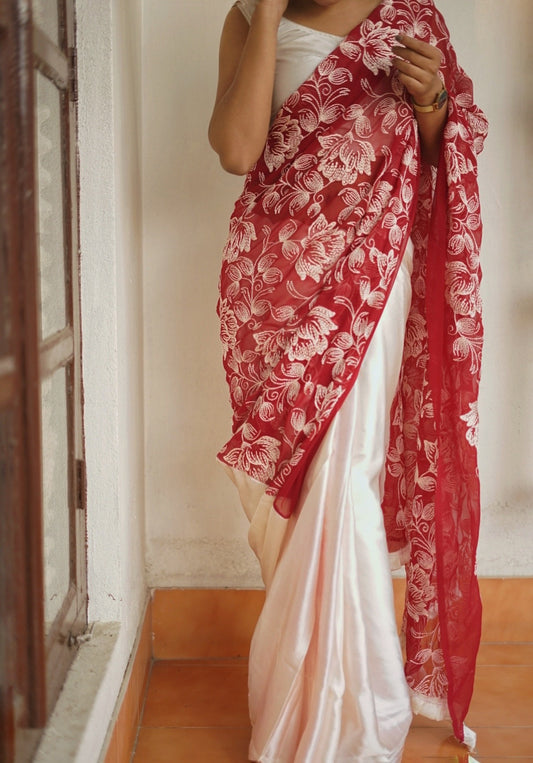 Gardenia on red saree