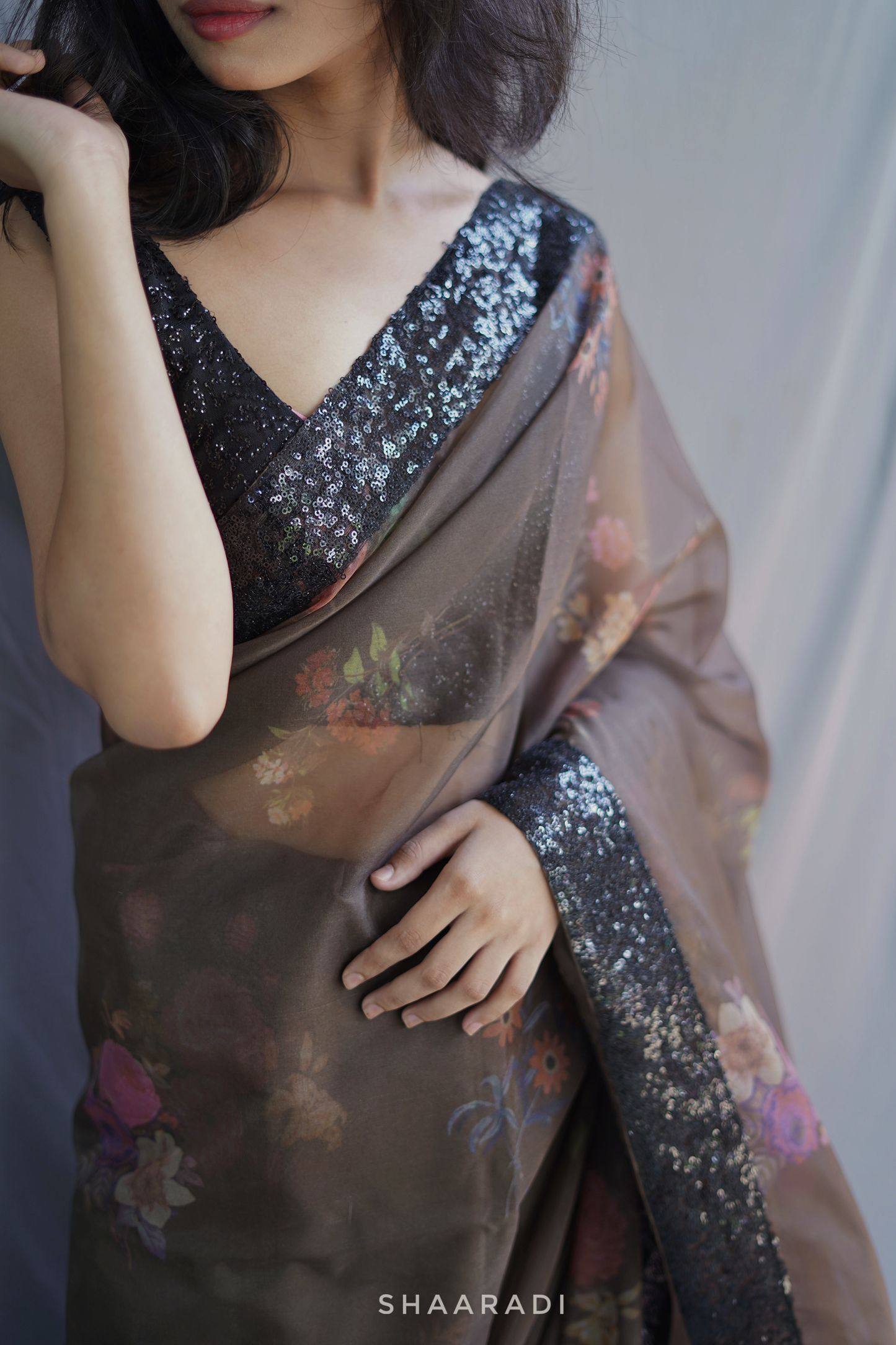 Viola Sequinned Organza Saree