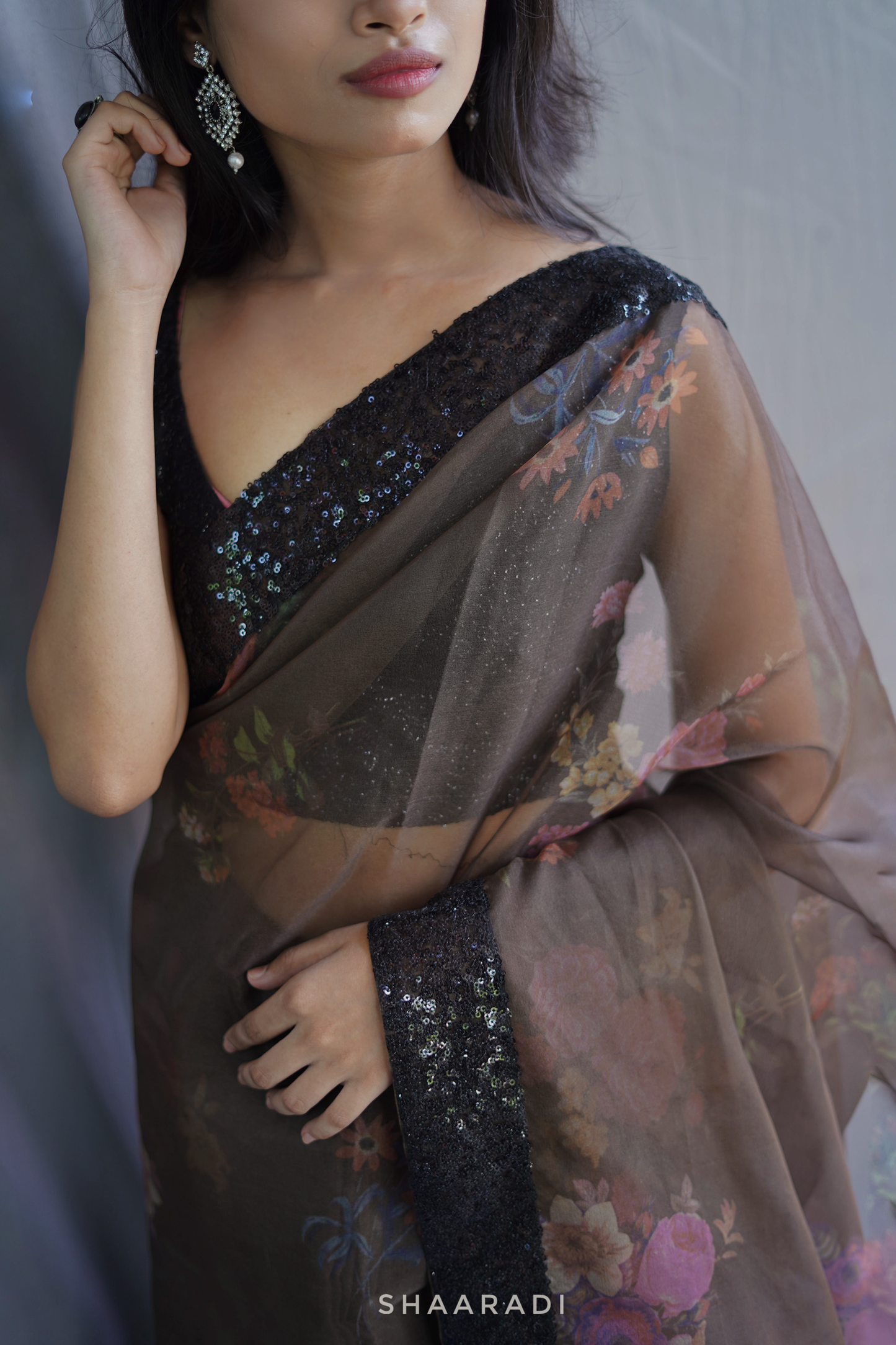 Viola Sequinned Organza Saree