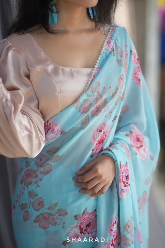 Forget Me Not Floral Saree