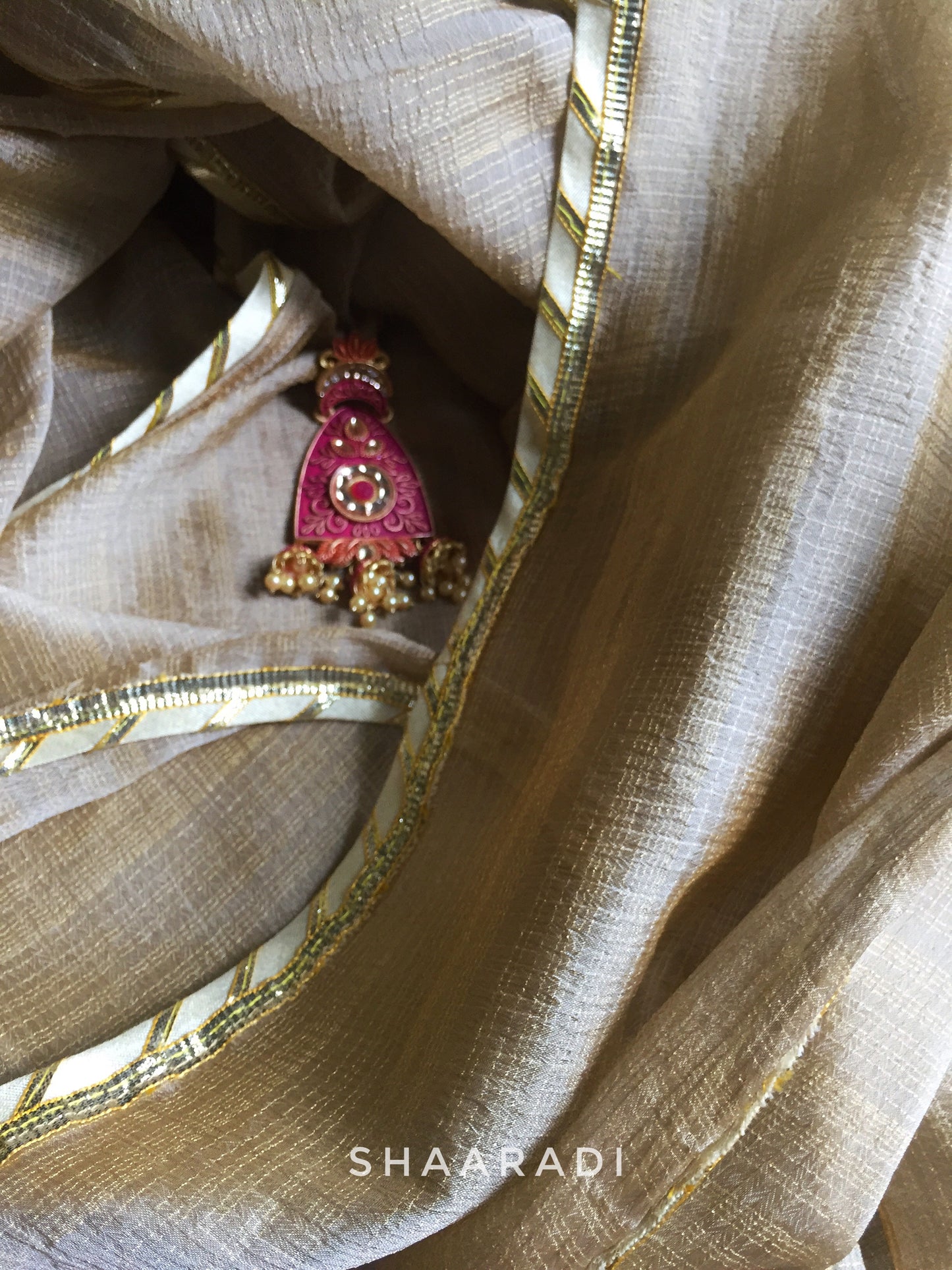 Beige Gota Saree