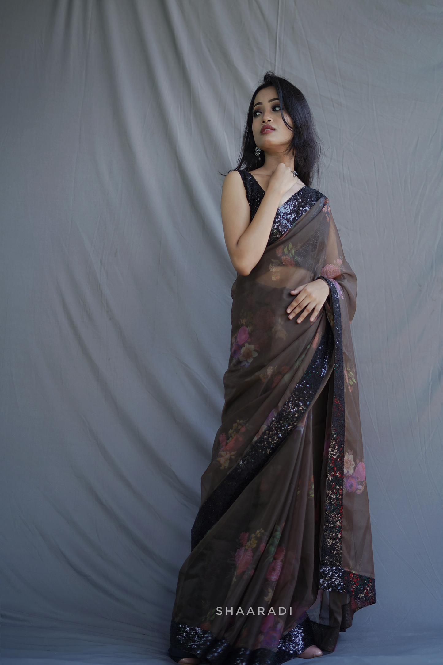 Viola Sequinned Organza Saree